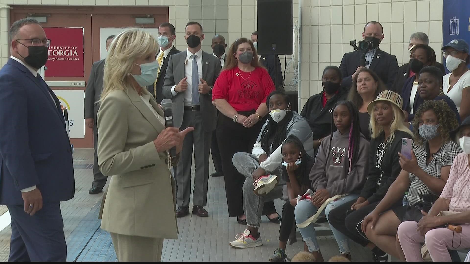 First Lady of the United States Jill Biden is checking on how federal funds are addressing learning loss.