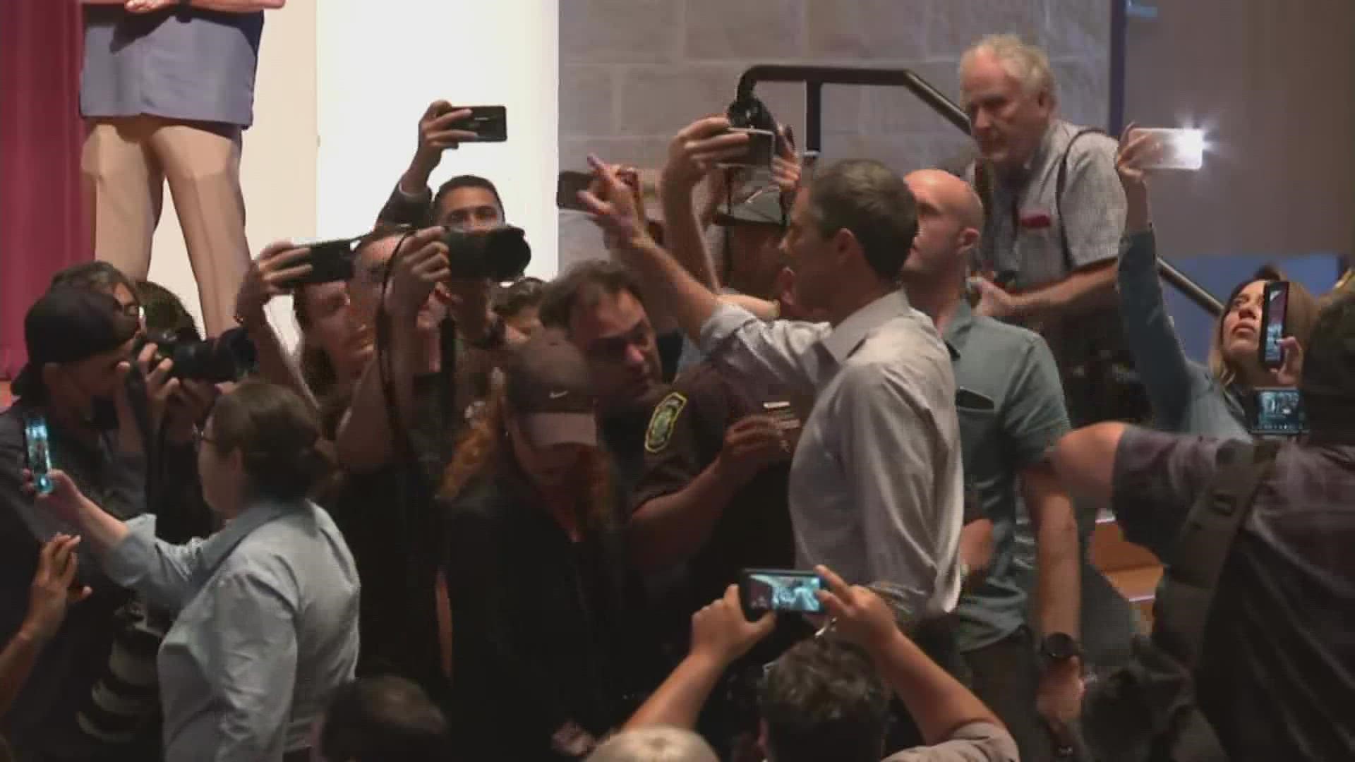 Beto O'Rourke was escorted out of Gov. Greg Abbott's press conference on the Texas school shooting.