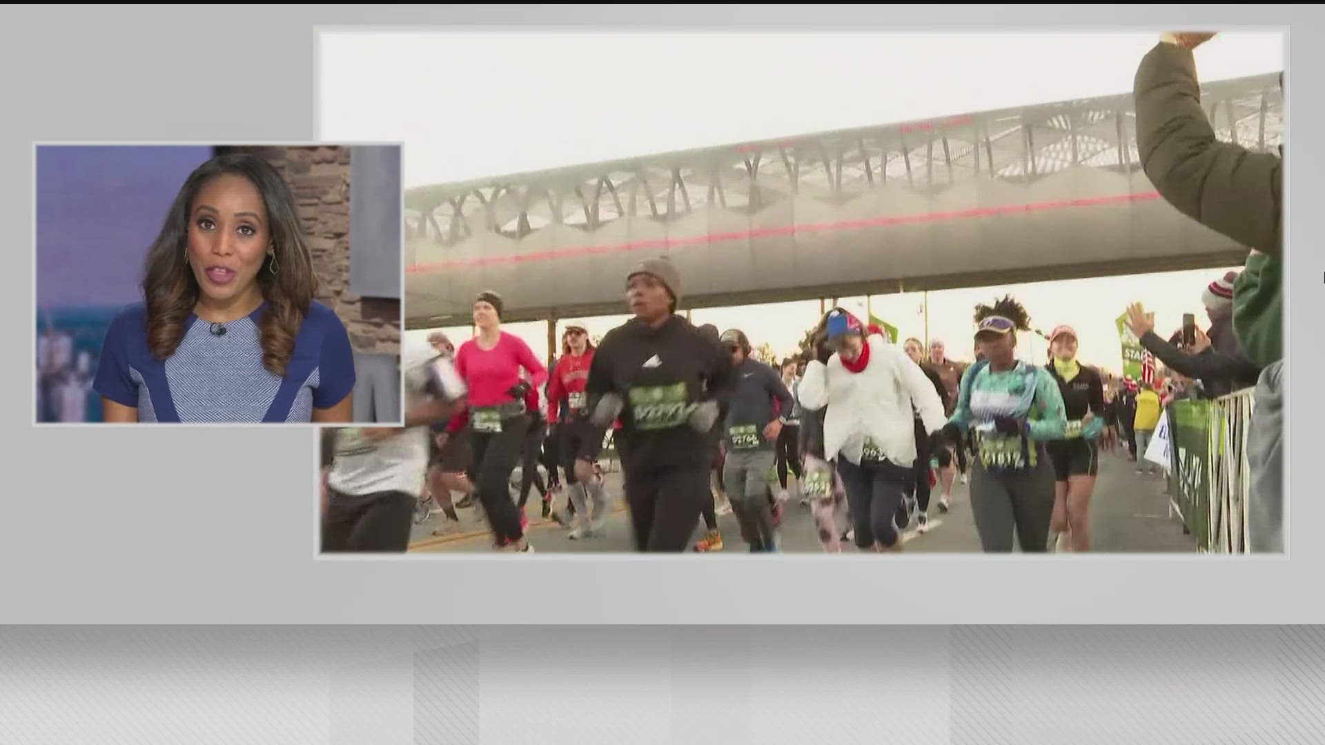 Nearly 10,000 runners got up early to brave the cold on Sunday.