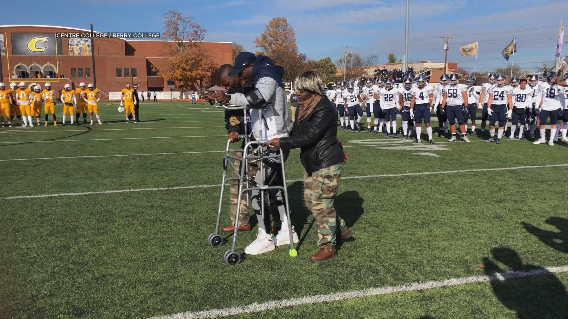 A Berry College player was told 14 months ago he would likely never be able to walk again. He's defying the odds.