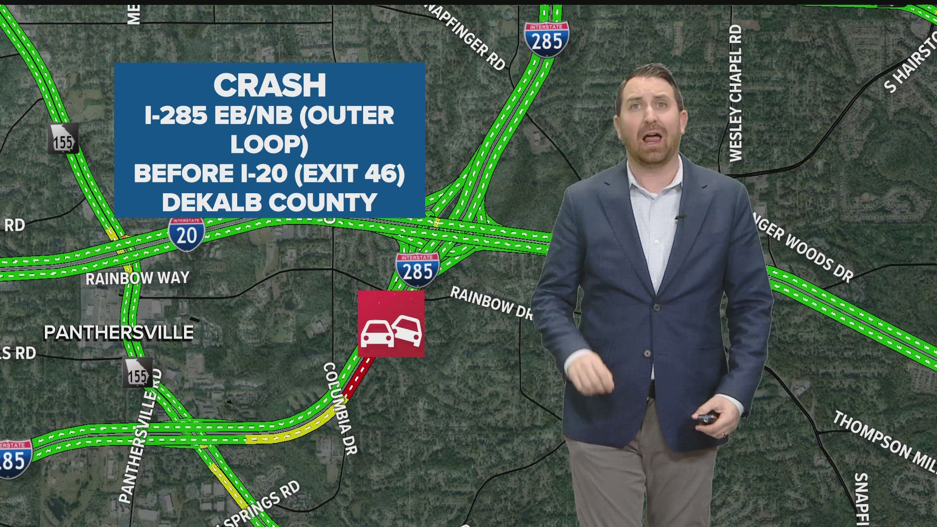 Crash on I-285 on the outer loop causing delays in DeKalb County ...
