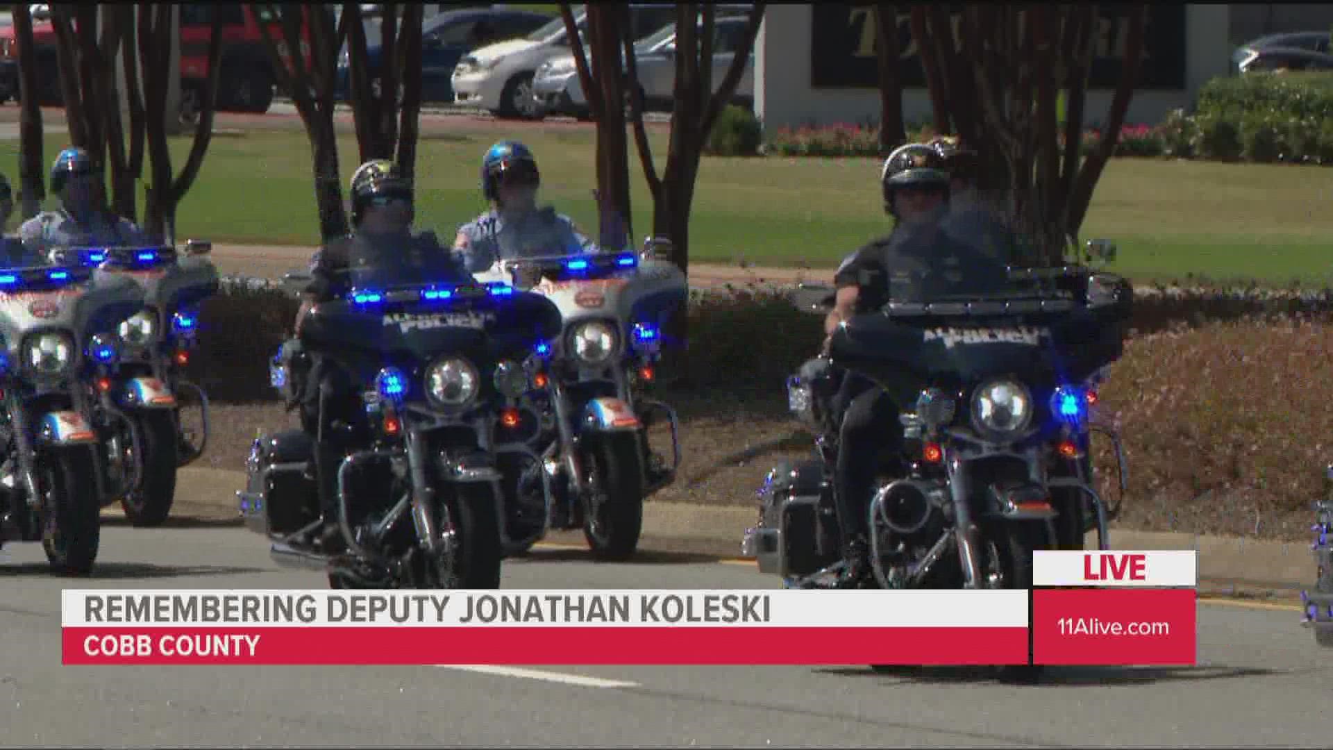 The Cobb County community is gathering for Deputy Jonathan Koleski's procession.