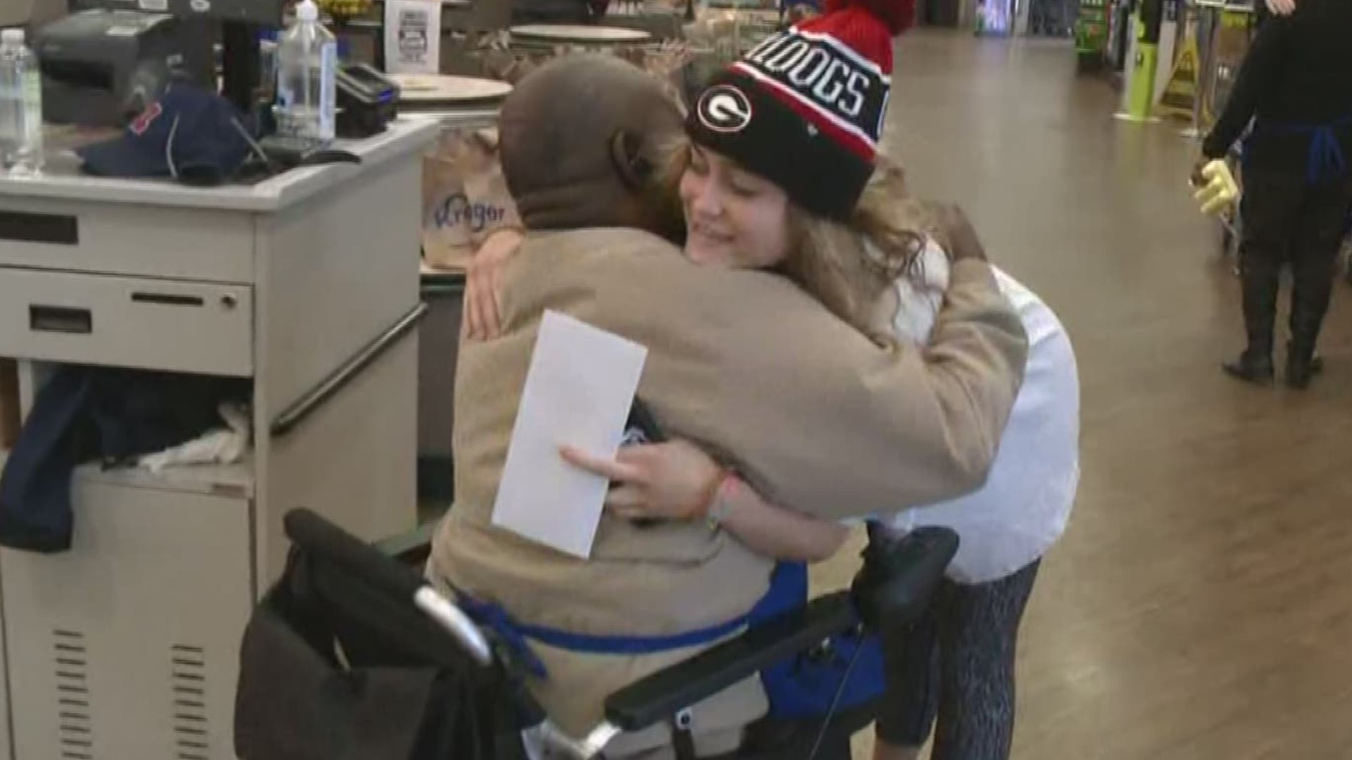 She dropped of a second check Thursday that has enough money for him to buy a second battery for the wheelchair.