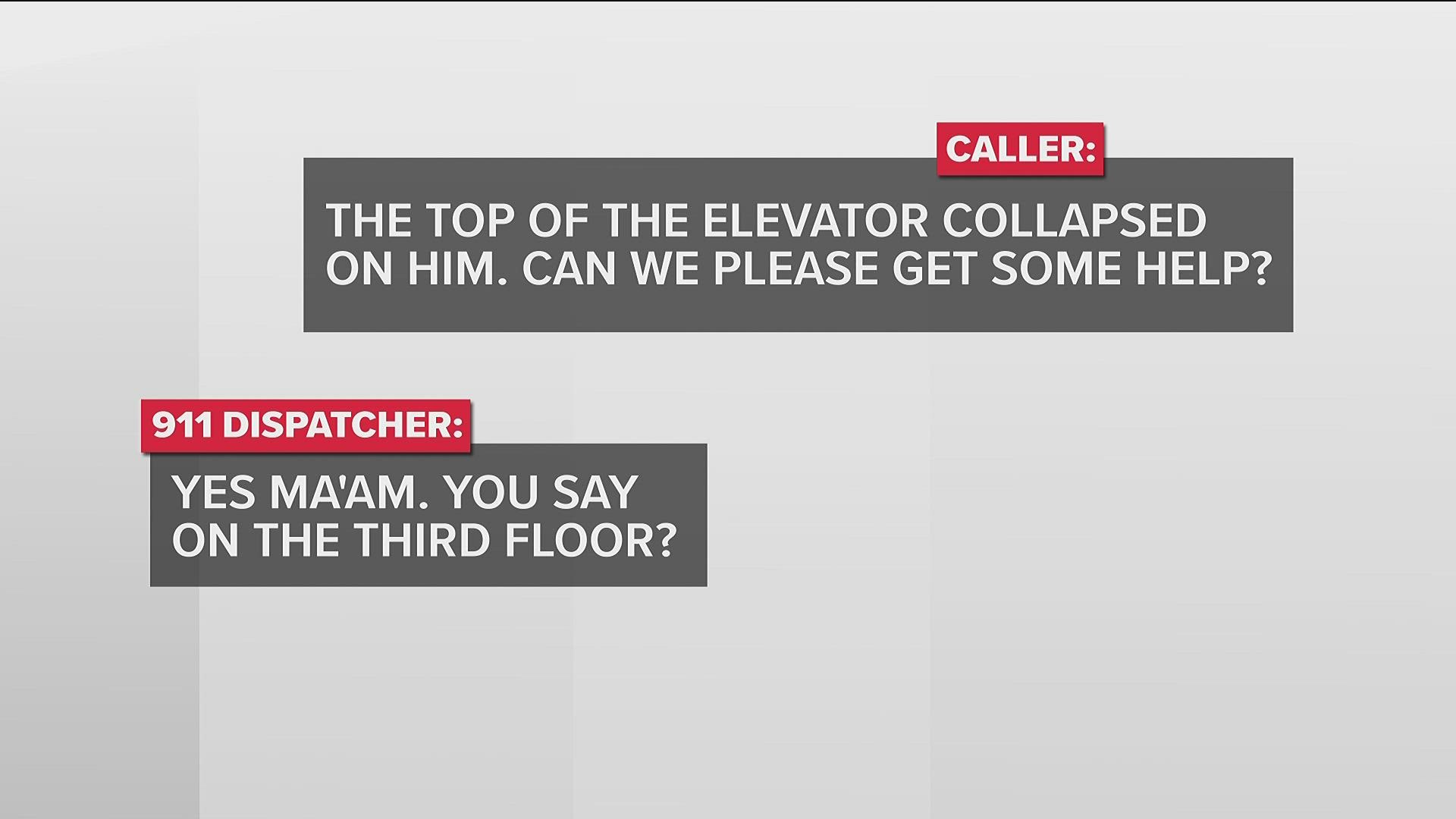 Newly released 911 calls capturing the chaotic scene when an elevator at an Atlanta high rise suddenly drops, pinning a student athlete between two floors.