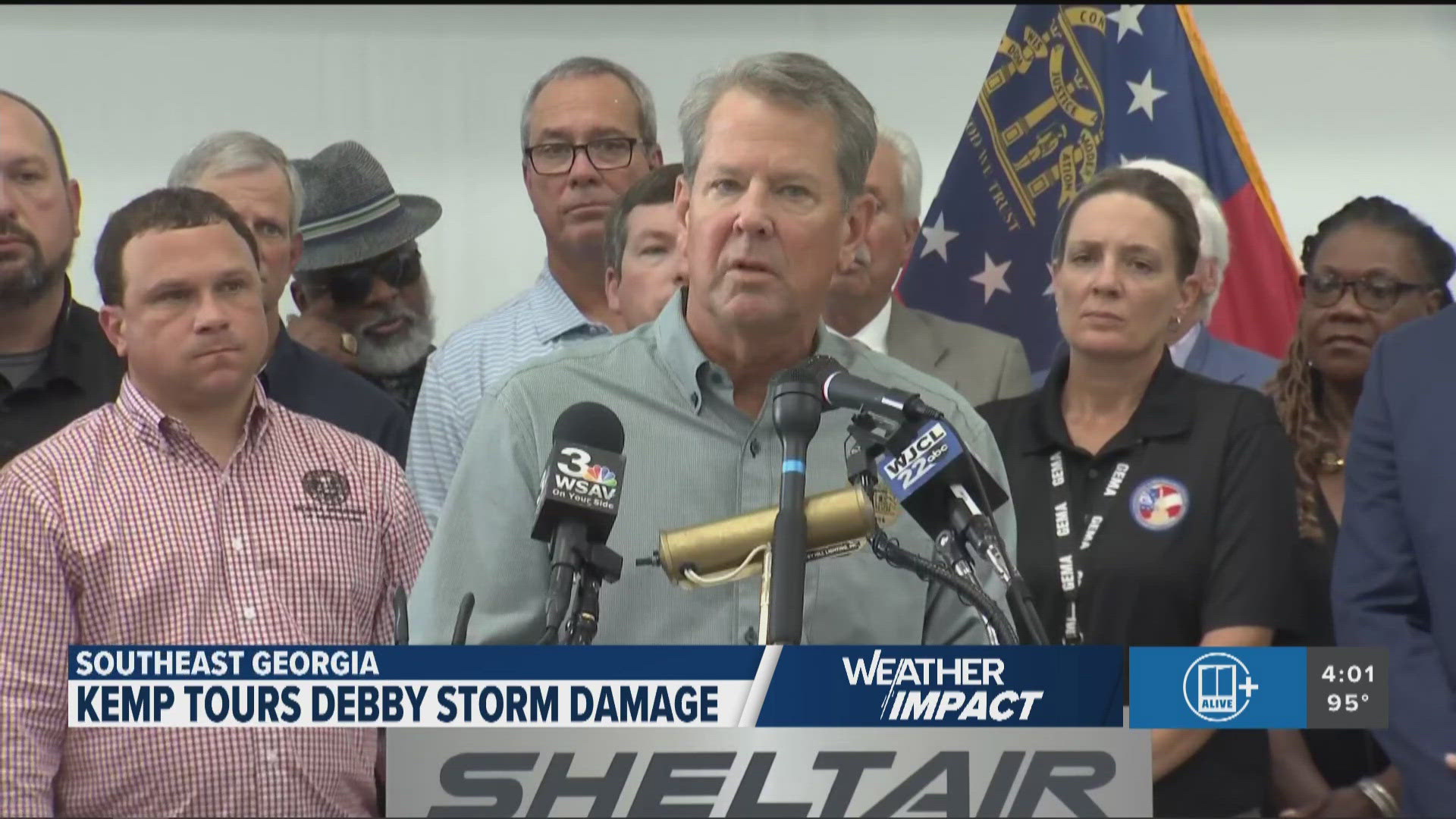 Gov. Brian Kemp spent the day touring and assessing the damage behind by Tropical Storm Debby. The tour comes after Kemp extended a statewide emergency order.