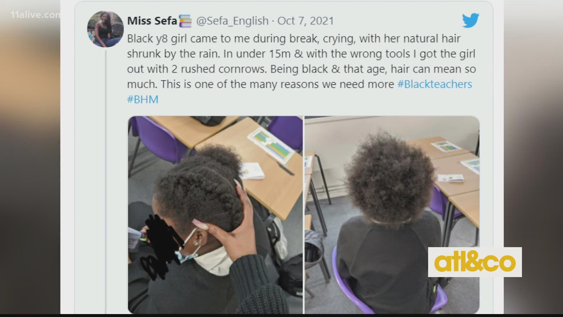 U.K.-based educator Vanessa Sefa shared a heartwarming post about braiding her young student's hair.