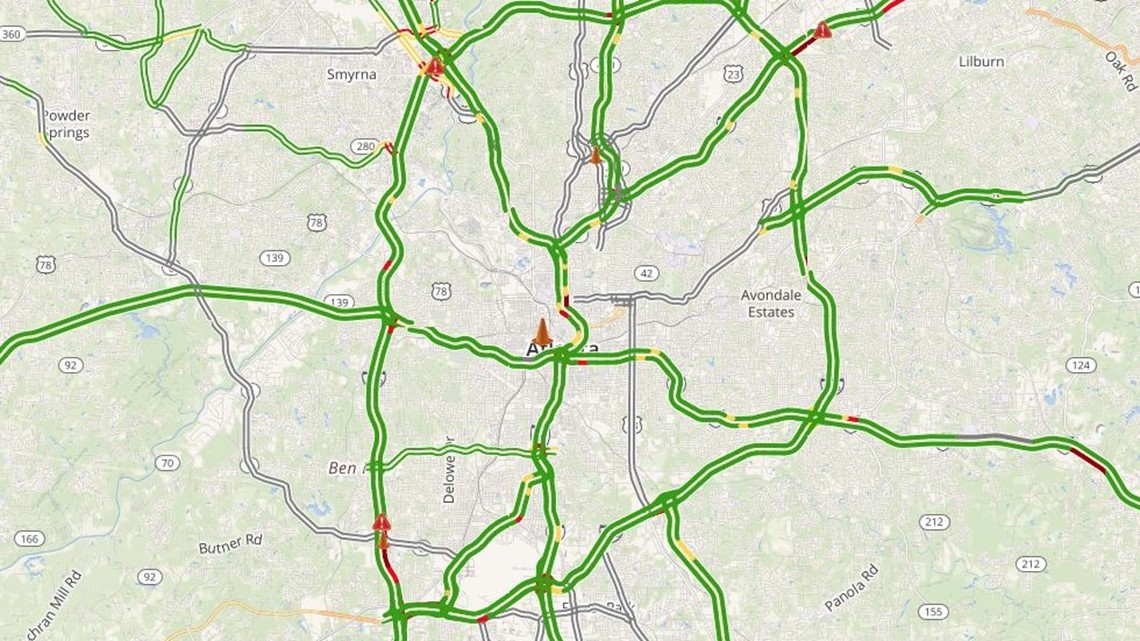 Atlanta Rush Hour Traffic Map This Is What Traffic On The Interstate Looked Like Before Super Bowl Liii |  11Alive.com