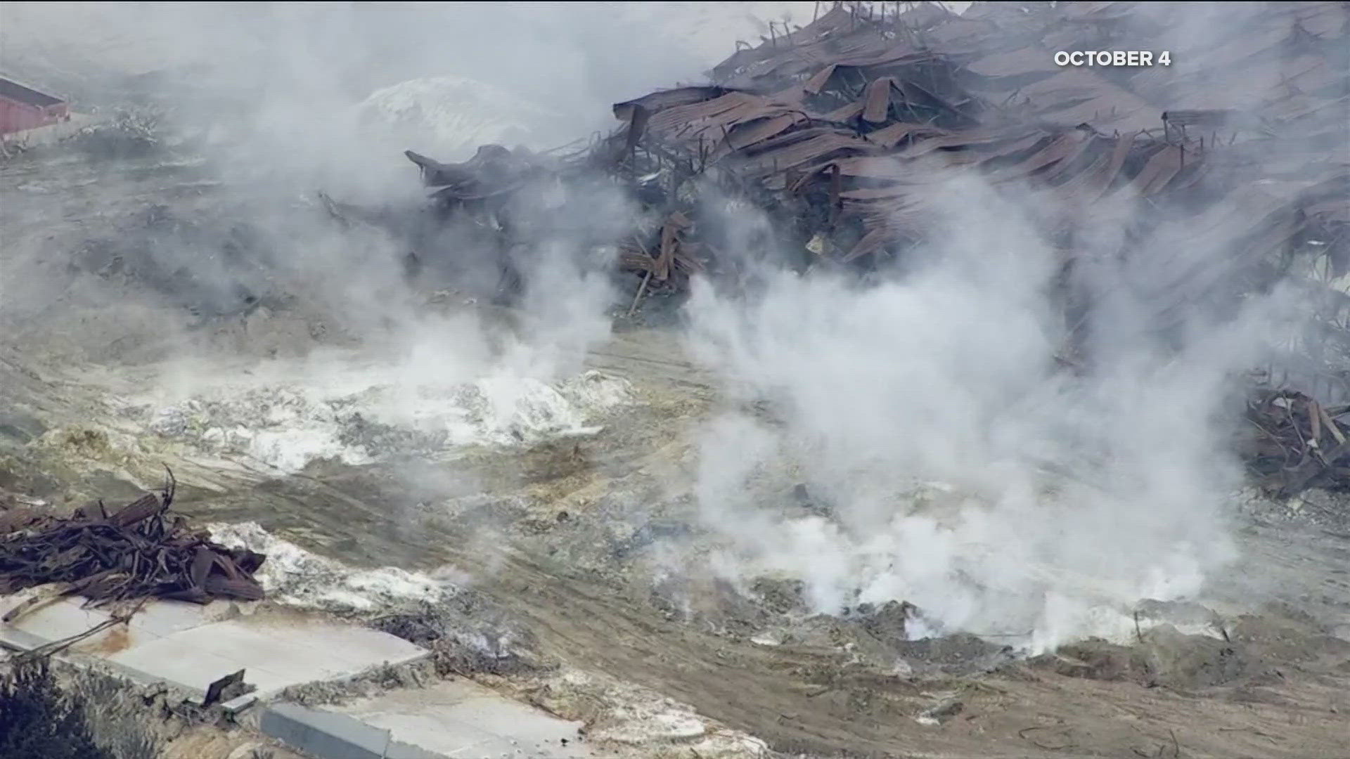 A plume of chemical chlorine products continues off-gassing into the air, impacting multiple surrounding counties as cleanup crews work.