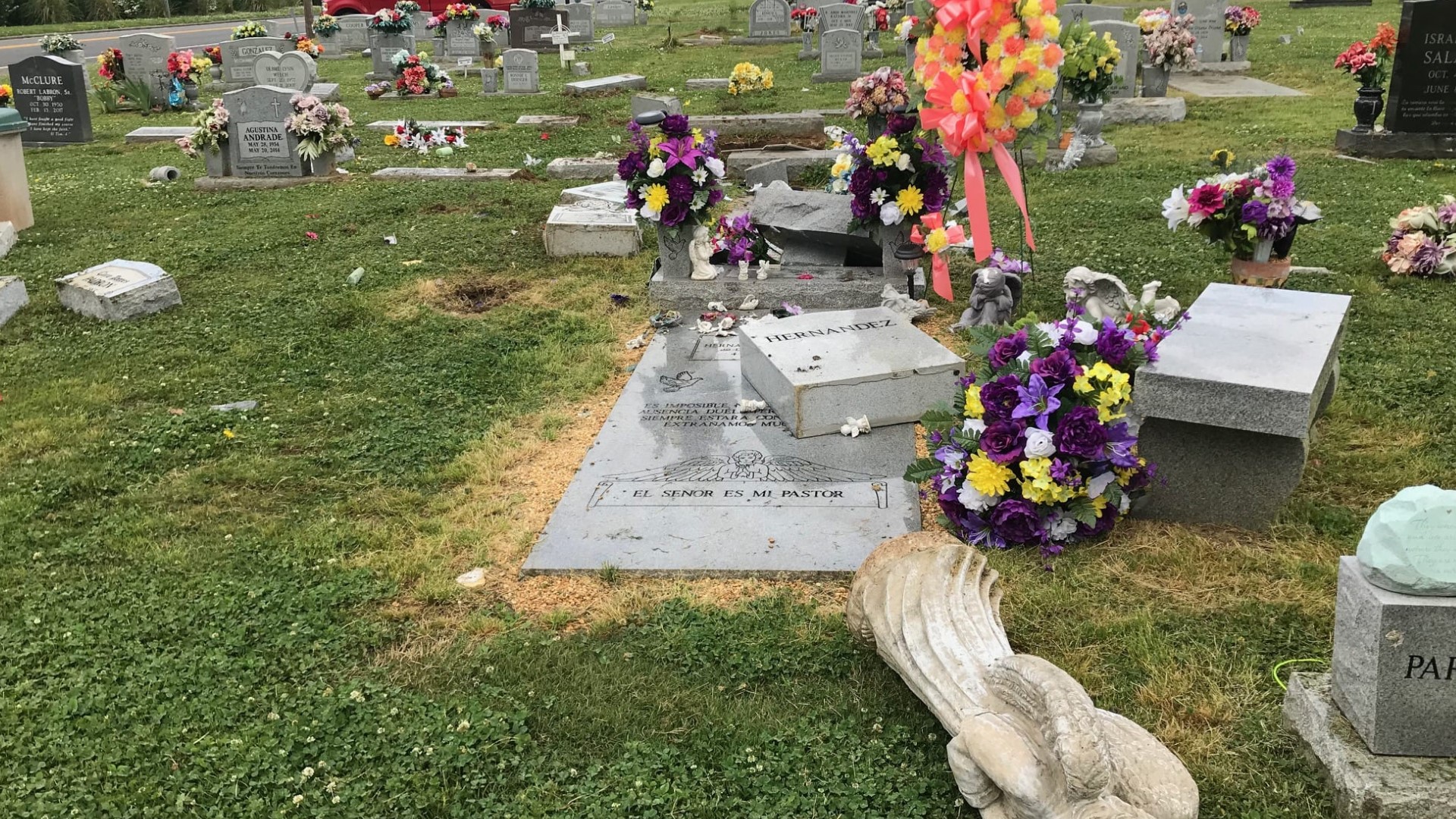 Graves wrecked at Dalton's West Hill Cemetery by alleged drunk driver