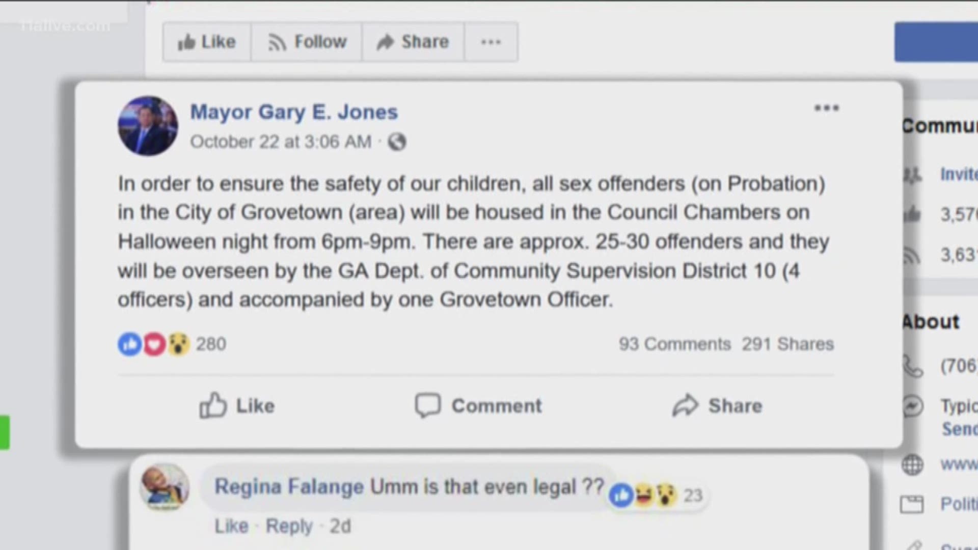 Mayor of Grovetown Gary E. Jones made the announcement on his Facebook page, stirring quite a debate.
