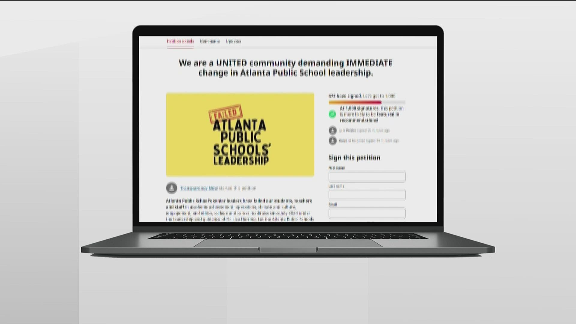 The online petition posted has more than 700 signatures calling to fire Atlanta Public School Superintendent Dr. Lisa Herring.