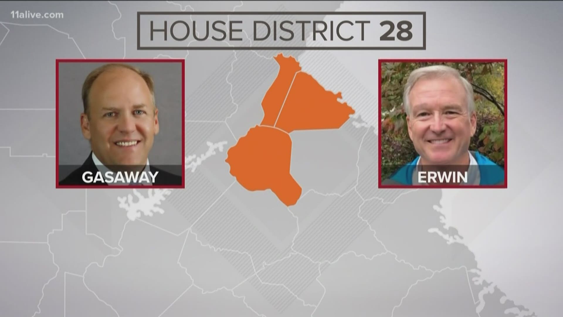 Unofficial results on Tuesday showed Chris Erwin beating Dan Gasaway for a third time in the Republican primary for a state House seat in northeast Georgia.
