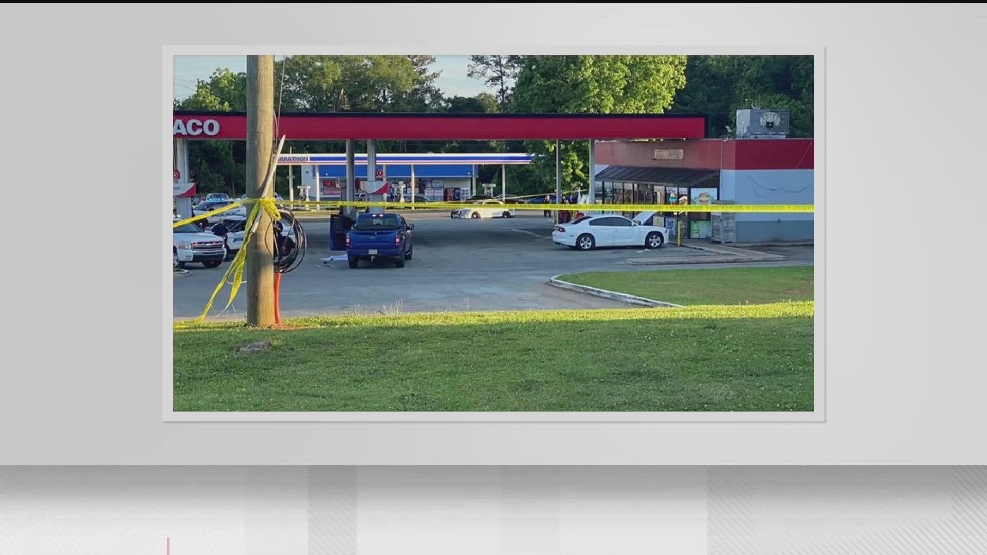 LaGrange Police have set up crime scene tape at a convenience store Monday.