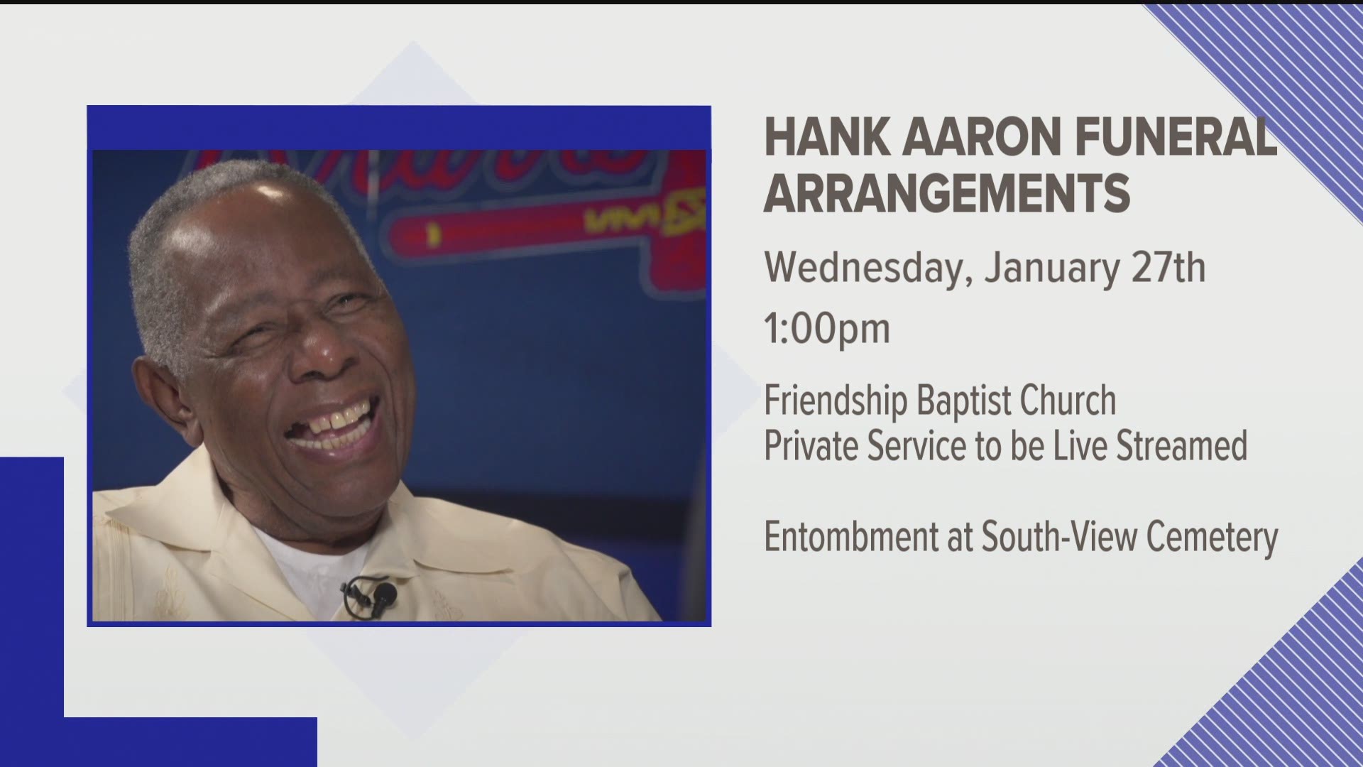 A well-known Atlanta funeral home has released new details on how baseball and Atlanta legend Hank Aaron will be remembered in the coming days.