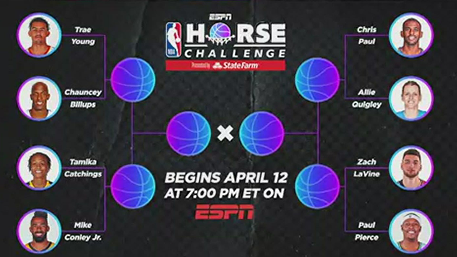The NBA announced that eight NBA and WNBA players and legends will participate in a televised HORSE Challenge.