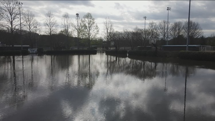 Drone video shows flooding at Grizzard Park