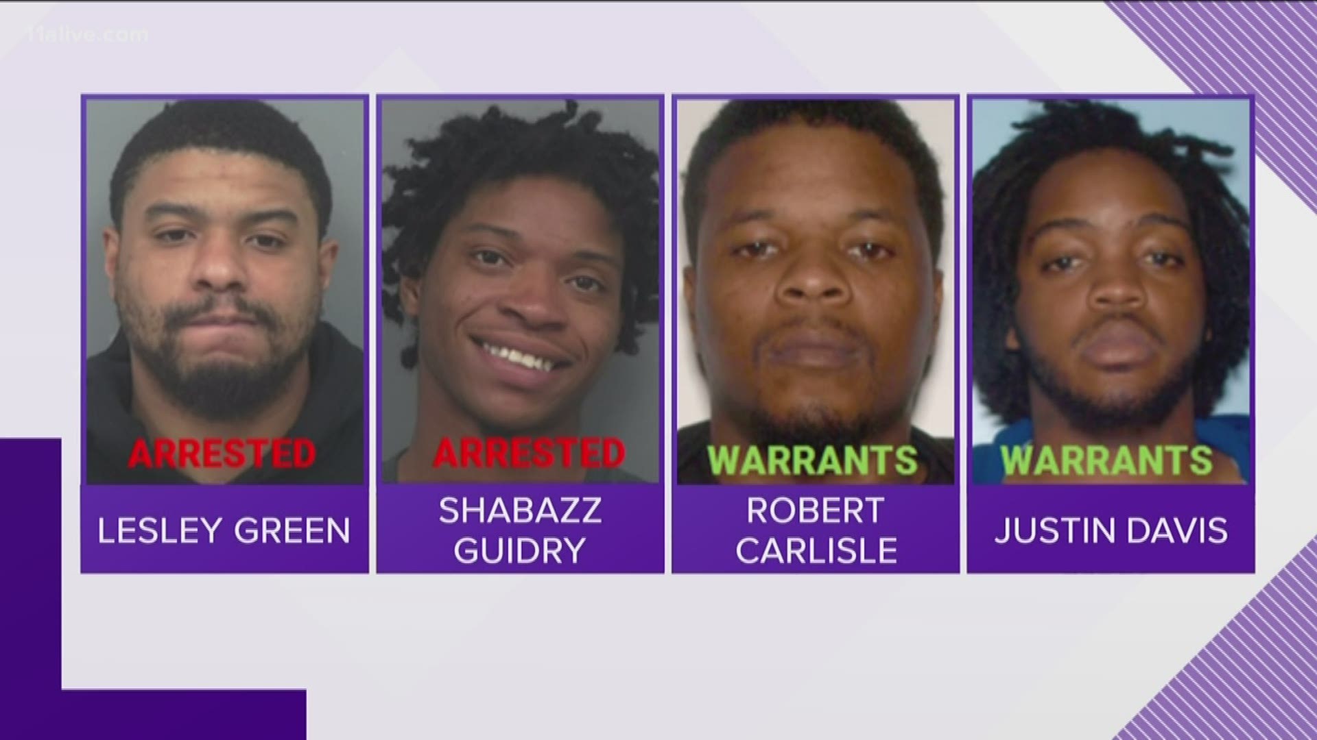 24-year-old Shabazz Giudry has been charged with concealing a death and gang activity after two men were found murdered at a storage unit in Gwinnett. Two other suspects are still on the run.