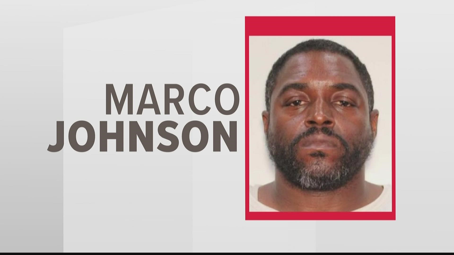 Marco Johnson was arrested Tuesday in the St. Louis area.