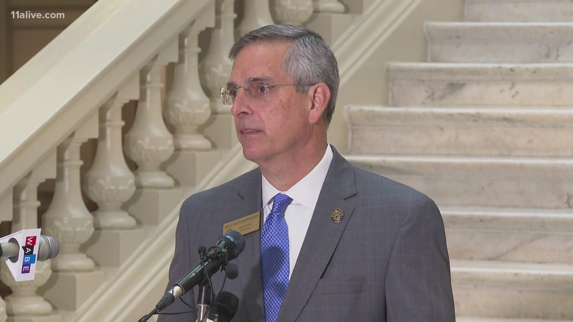 Georgia Secretary of State Brad Raffensperger held a press conference regarding early voting on Wednesday at the south staircase at the Georgia Capitol at 10 a.m.