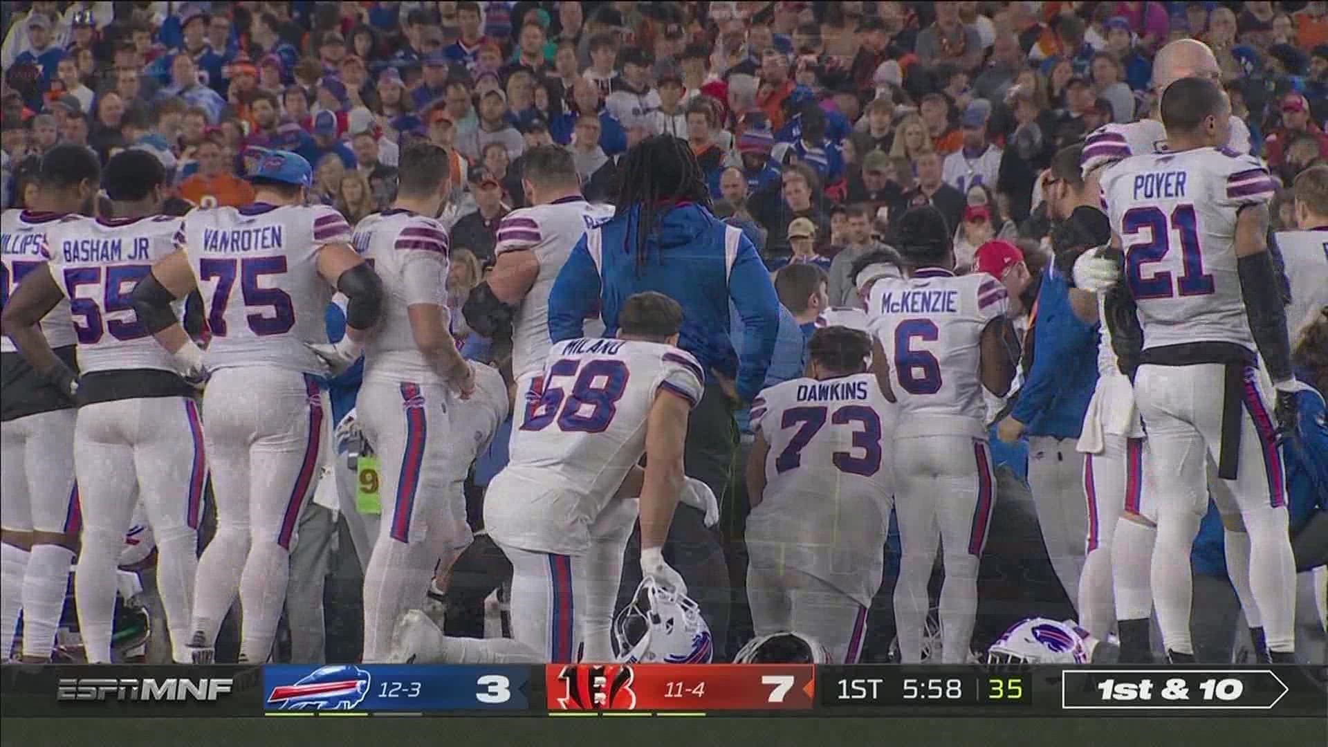 Damar Hamlin shows 'signs of improvement' while still in ICU in critical  condition, Bills say, after mid-game cardiac arrest