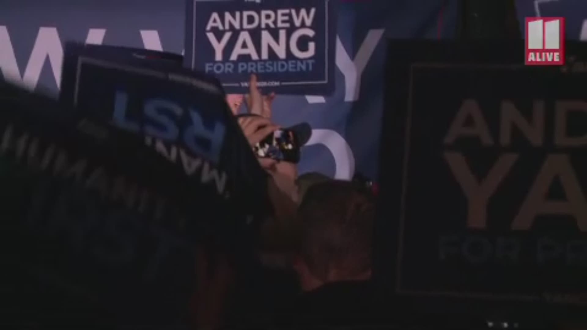The "Yang Gang" gathered at Georgia Beer Garden on Thursday night for a rally with the Democratic presidential candidate.