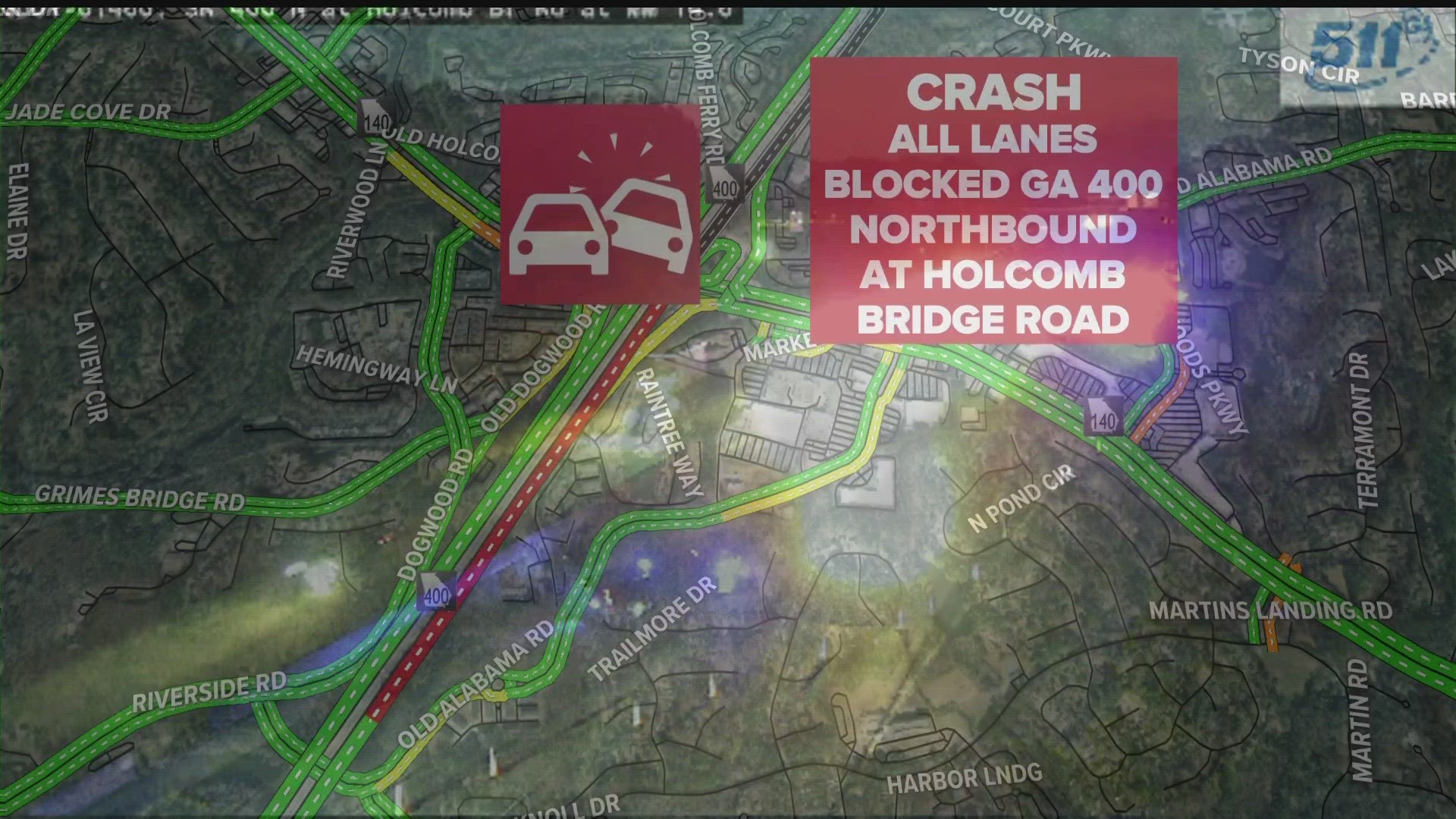 All lanes closed on GA 400 following deadly crash GDOT