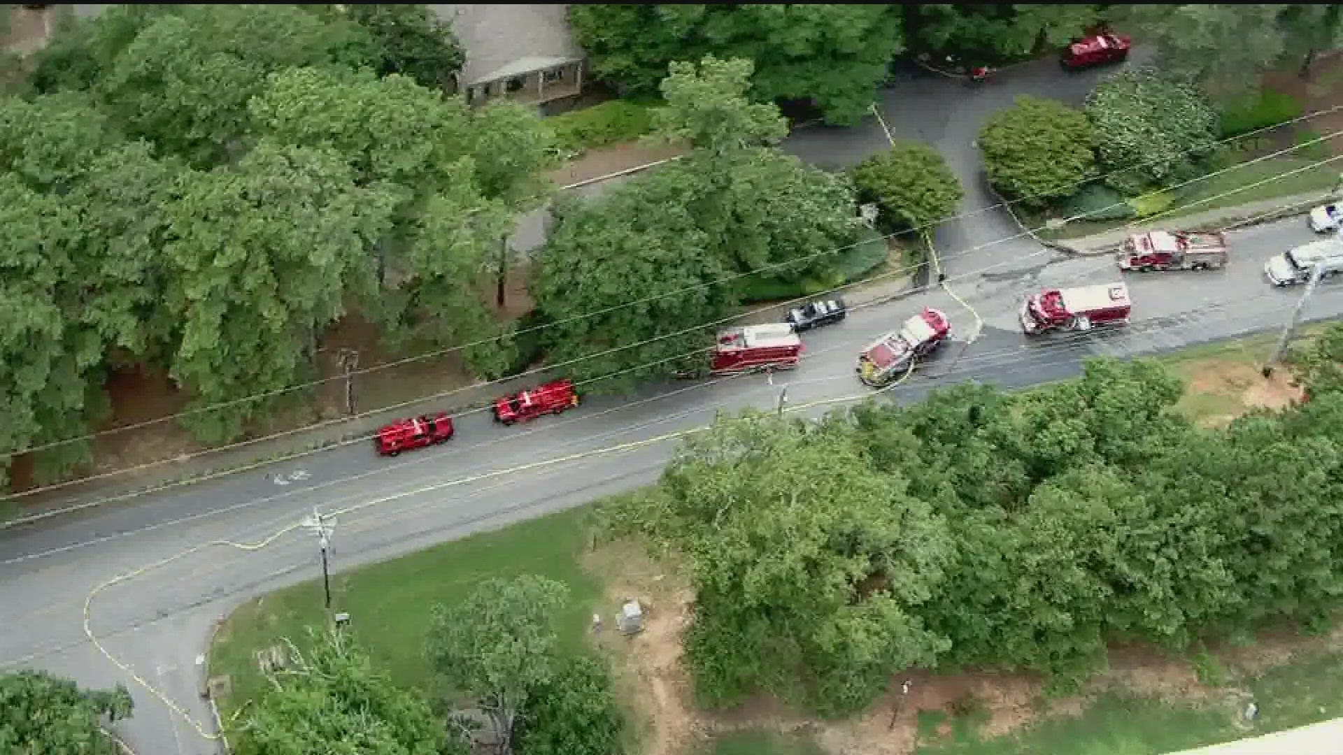 DeKalb County Fire crews responded shortly before 2:25 p.m. to The Park at Ashford Apartments at 3650 Ashford Dunwoody Rd, across from Blackburn Park. 
