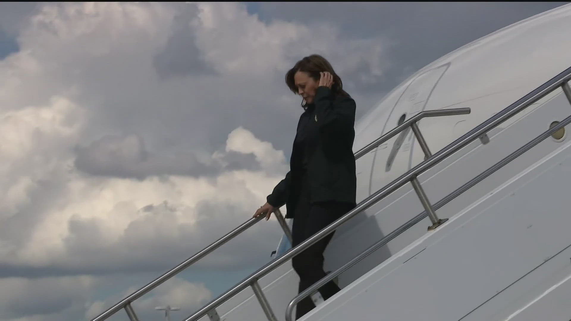 Vice President Kamala Harris arrived in Georgia to see the damage Helene had caused.