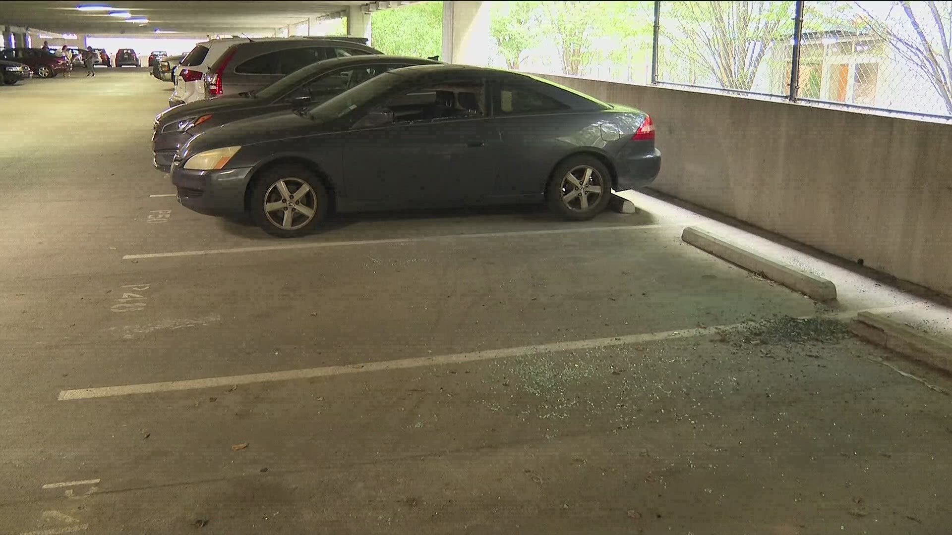 An Atlanta Police patrol car was among one of the vehicles who had its windows smashed out.