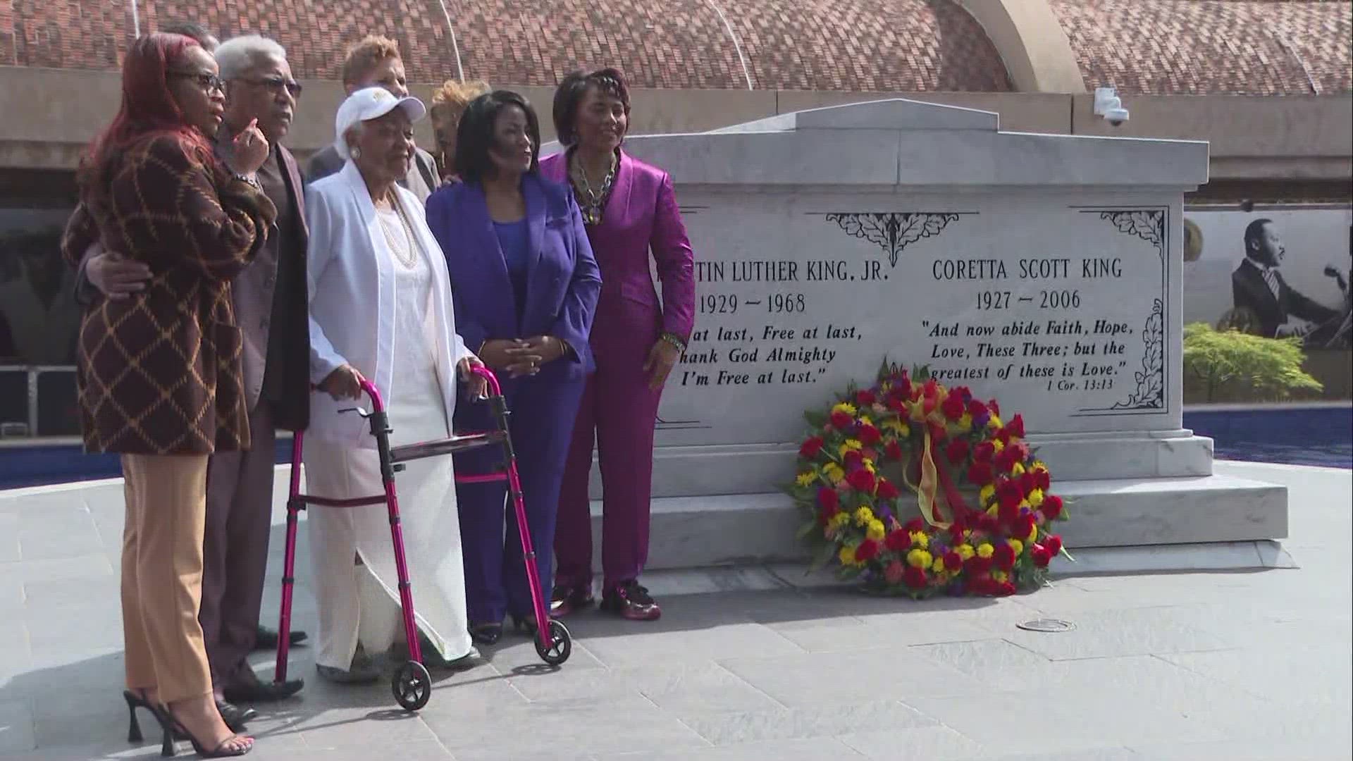 The King Center began the wreath laying ceremony Tuesday at 2:45 p.m. The ceremony was led by the daughter of the late Civil Rights pioneer.