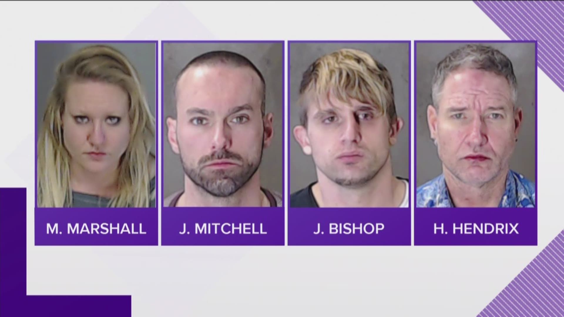 All four suspects are charged with possession of meth.
