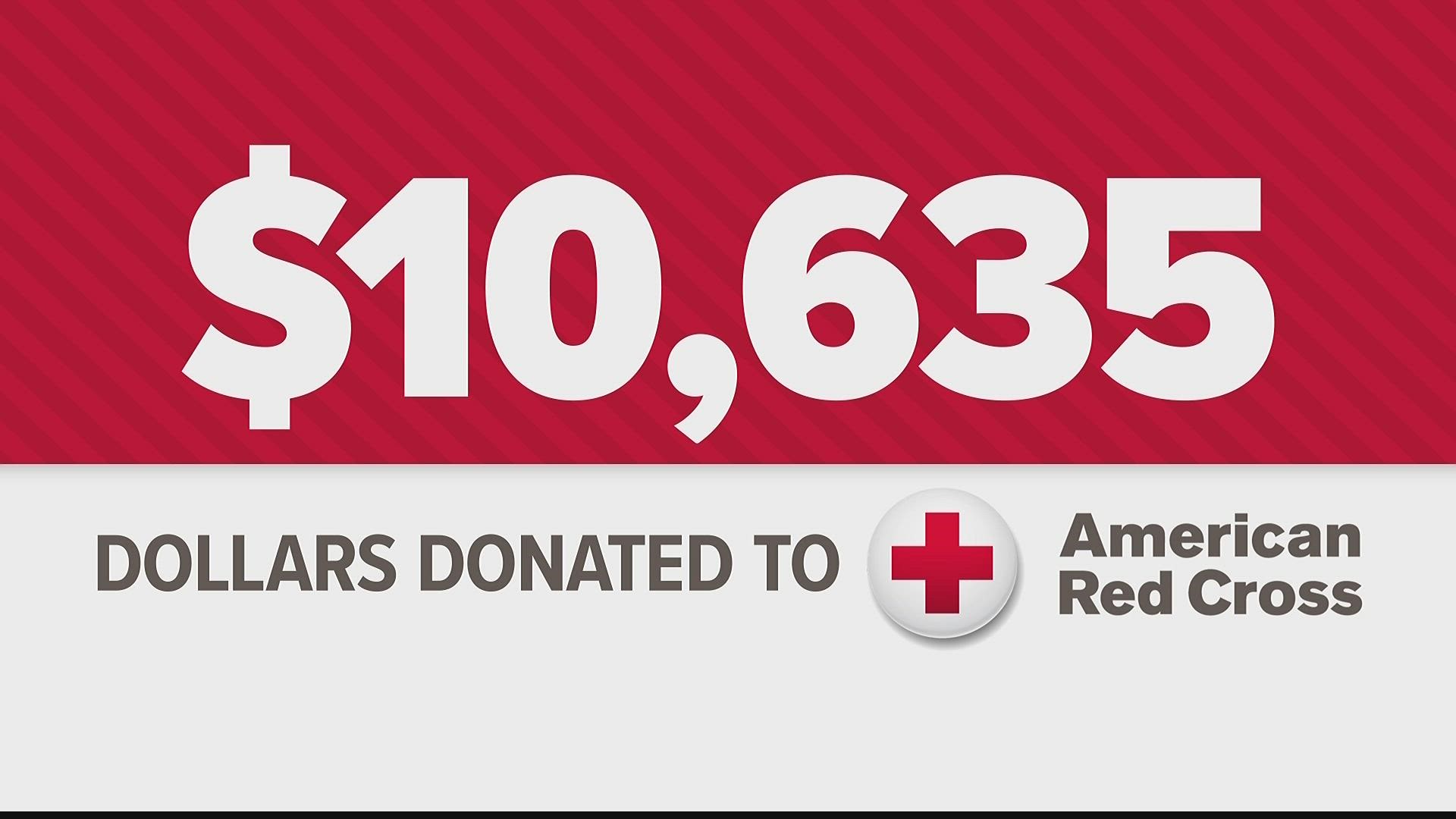 People donated $10,635 to Hurricane Ian relief efforts.