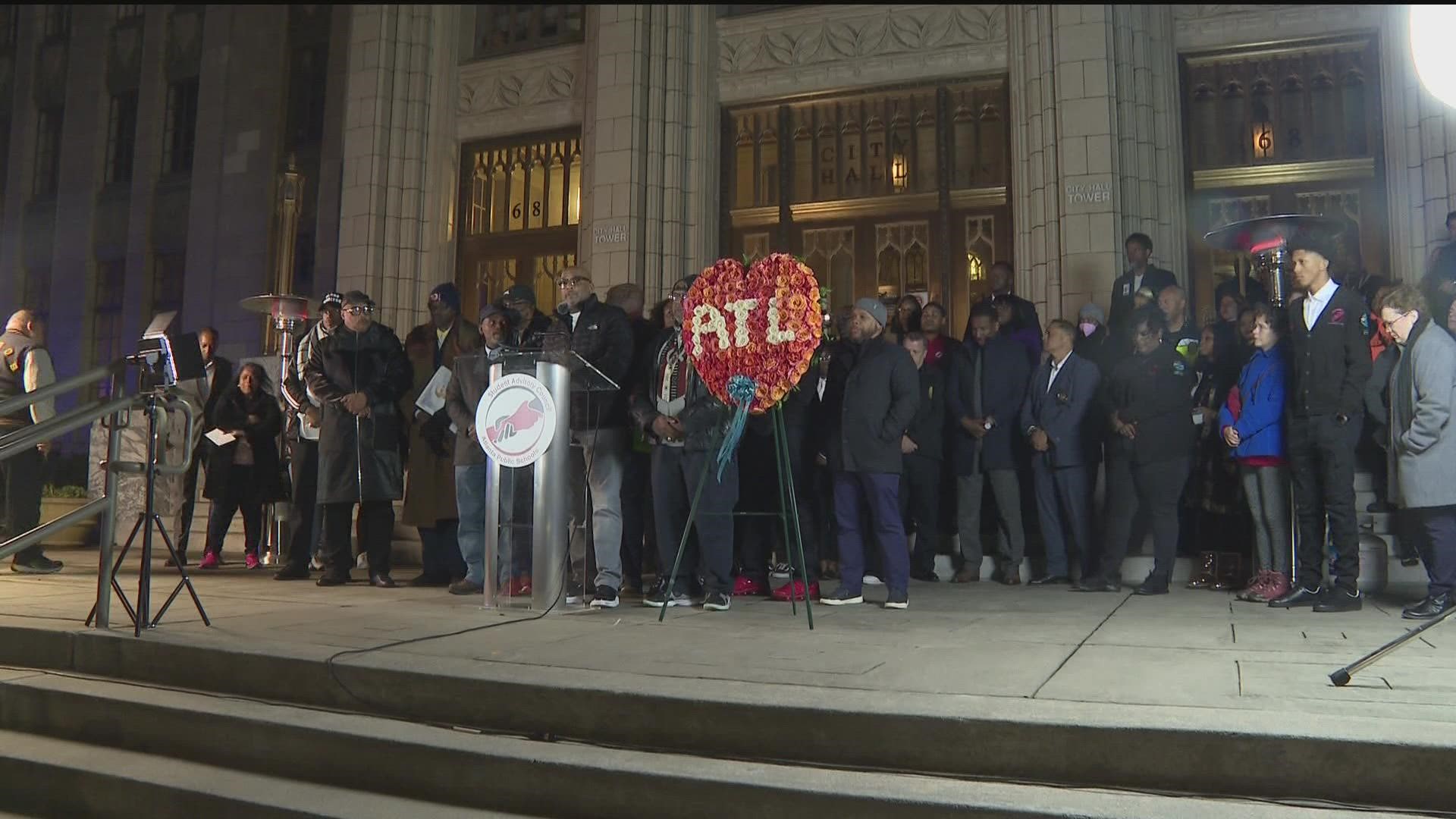 High school students rallied outside Atlanta City Hall to tell the mayor, police chief and other city leaders their demands for ending violent crimes.