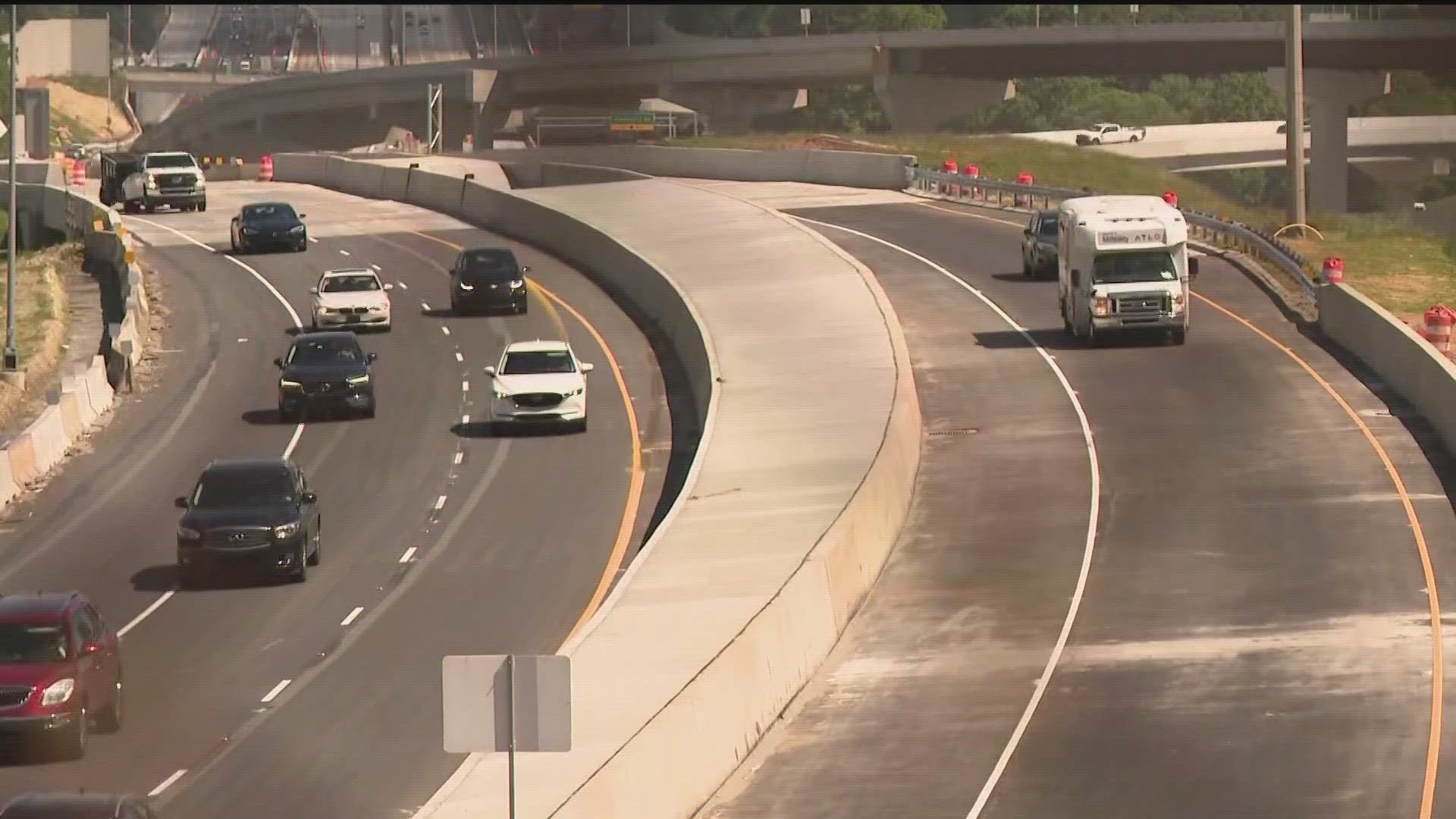 Motorists can but shouldn't try to merge right to exit at Glenwood Connector.