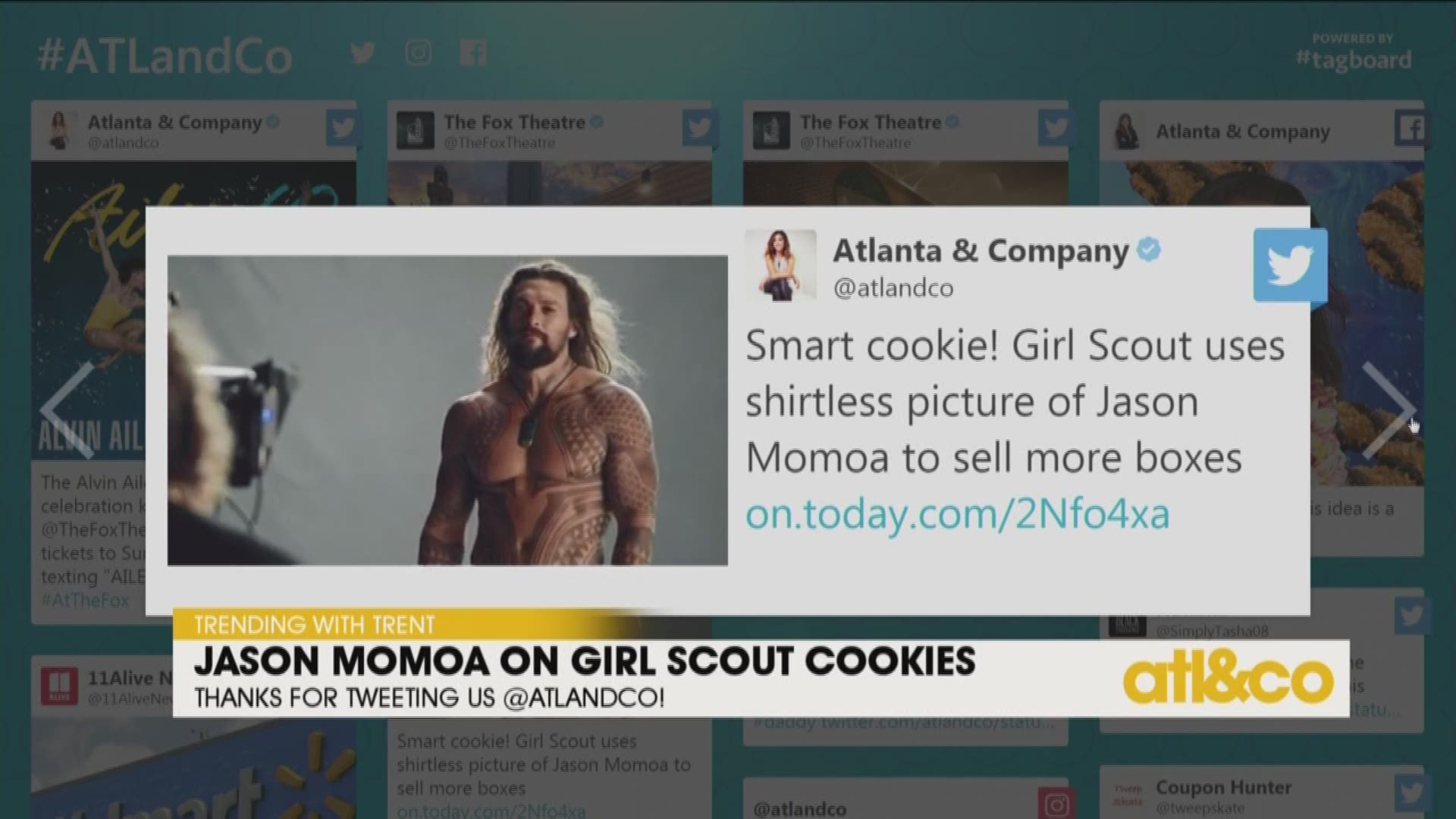 Smart cookie! Girl Scout uses shirtless picture of Jason Momoa to sell more boxes. See what else is Trending with Trent on 'Atlanta & Company'
