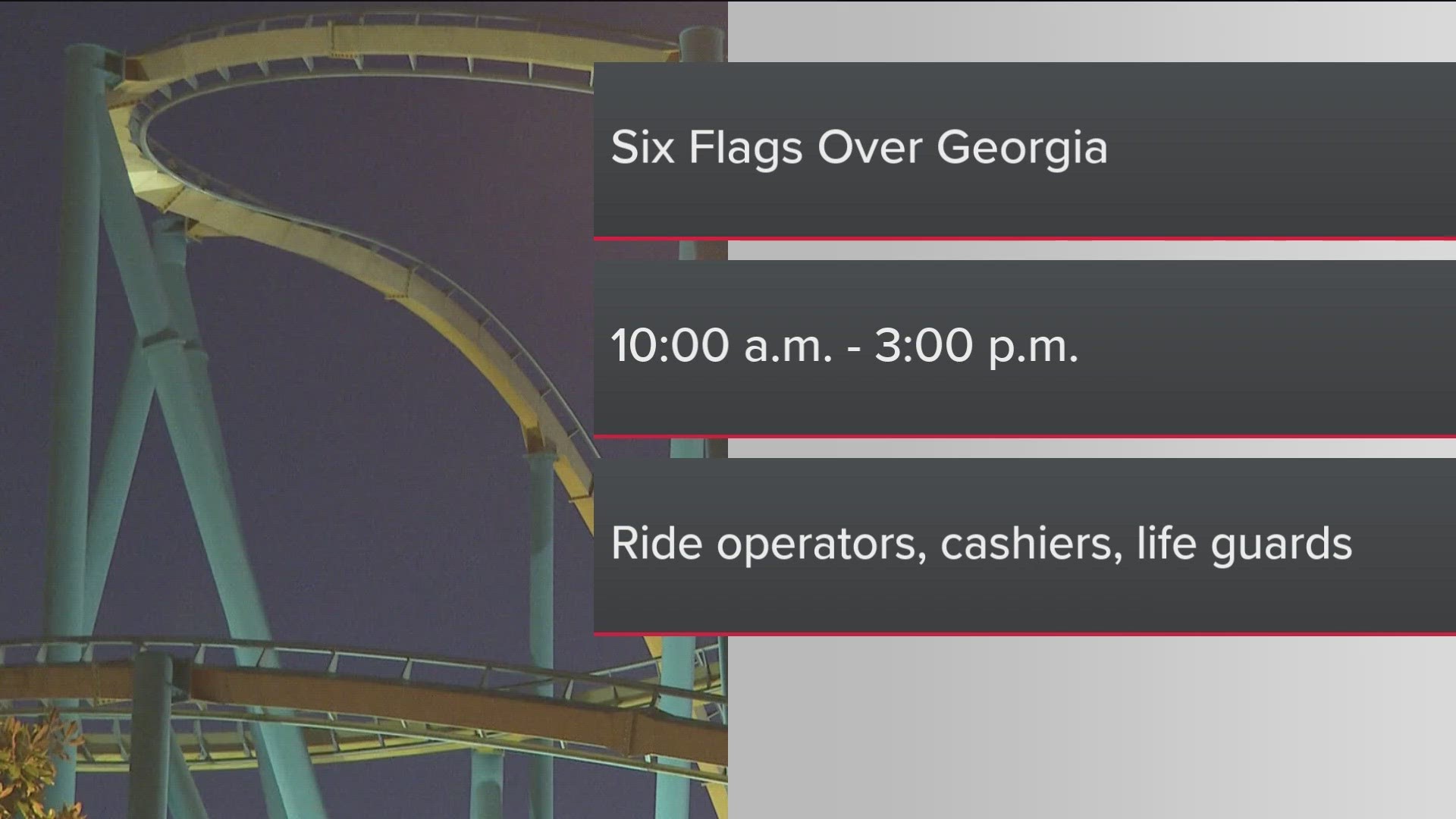 The self-proclaimed Thrill Capital of the South plans to host multiple job fairs, including two coming up in late January and early February.