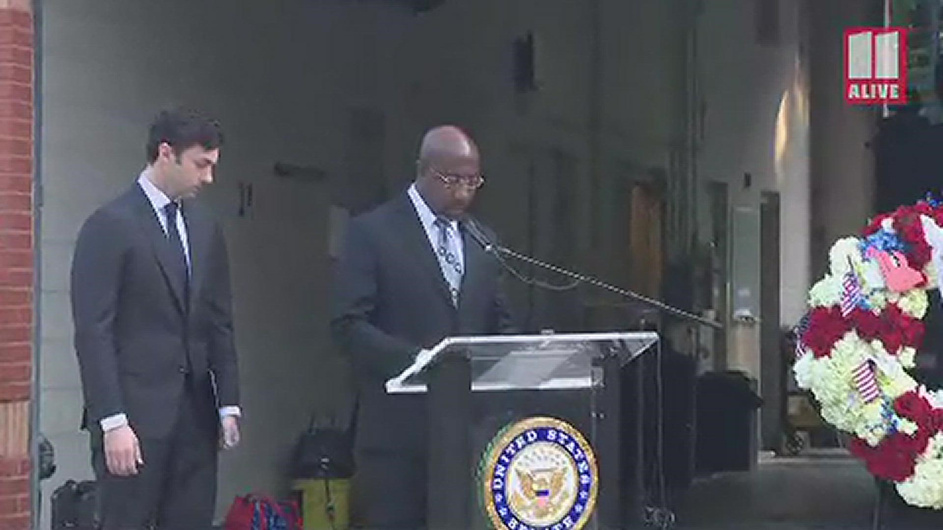 He and Sen. Jon Ossoff laid a wreath in honor of the victims of 9/11 on Saturday.