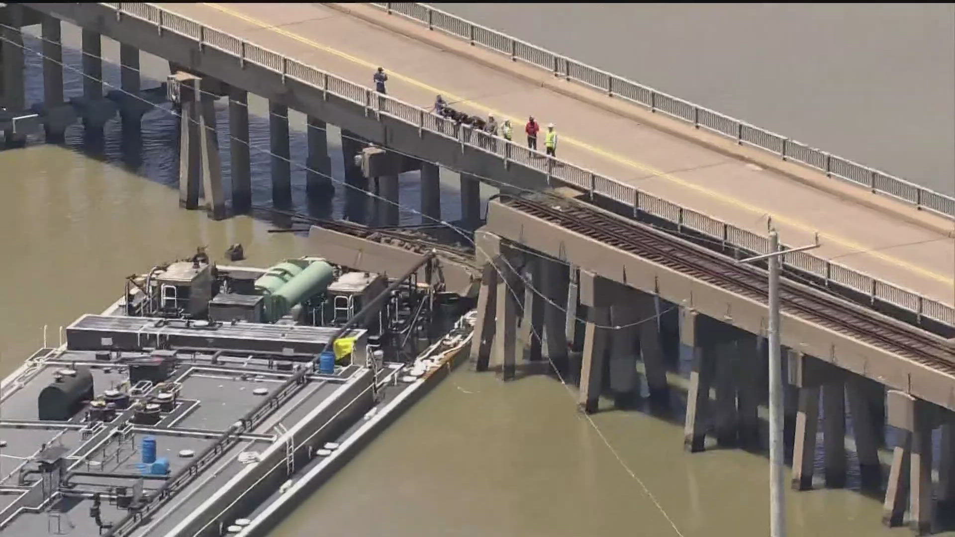 The bridge connects the north side of Galveston Island just west of the Port of Galveston with the south side of Pelican Island. Some people were stranded for hours.