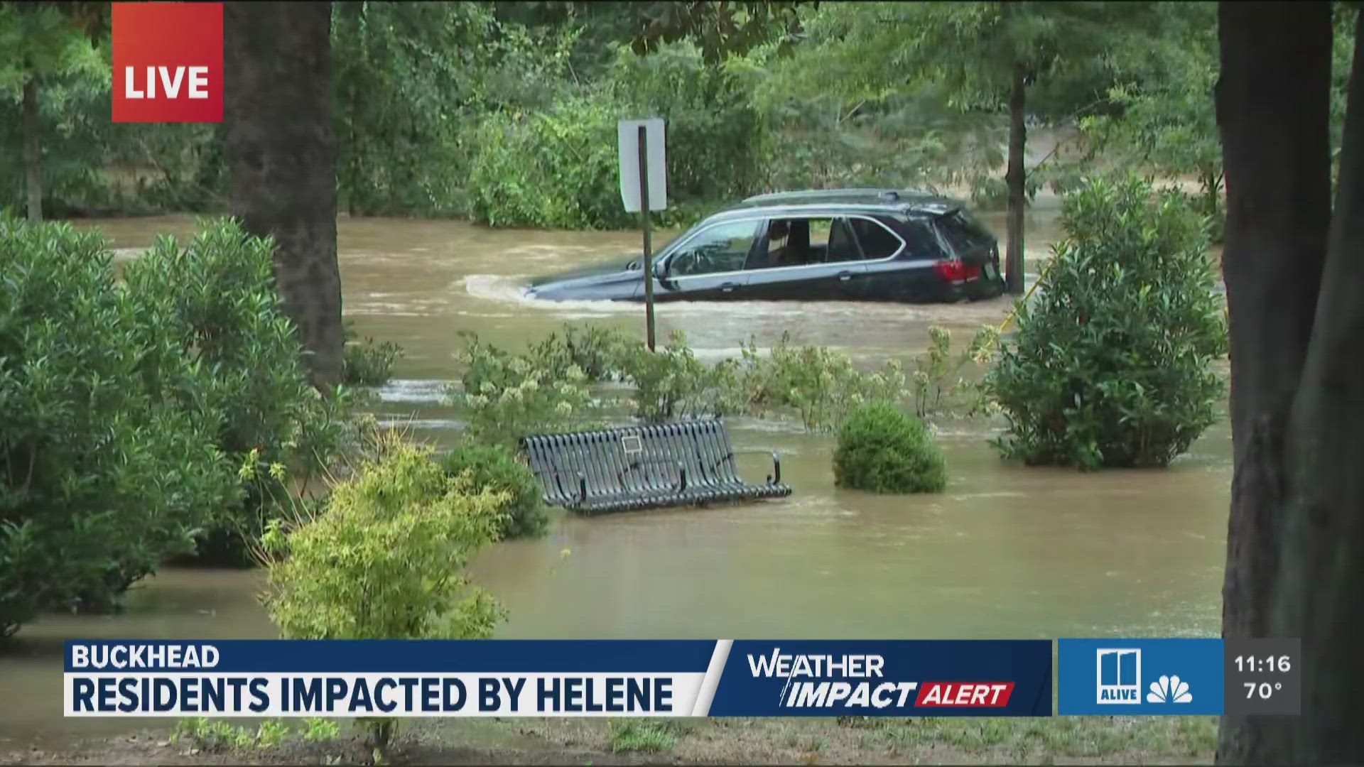 Homes are flooded in the area.