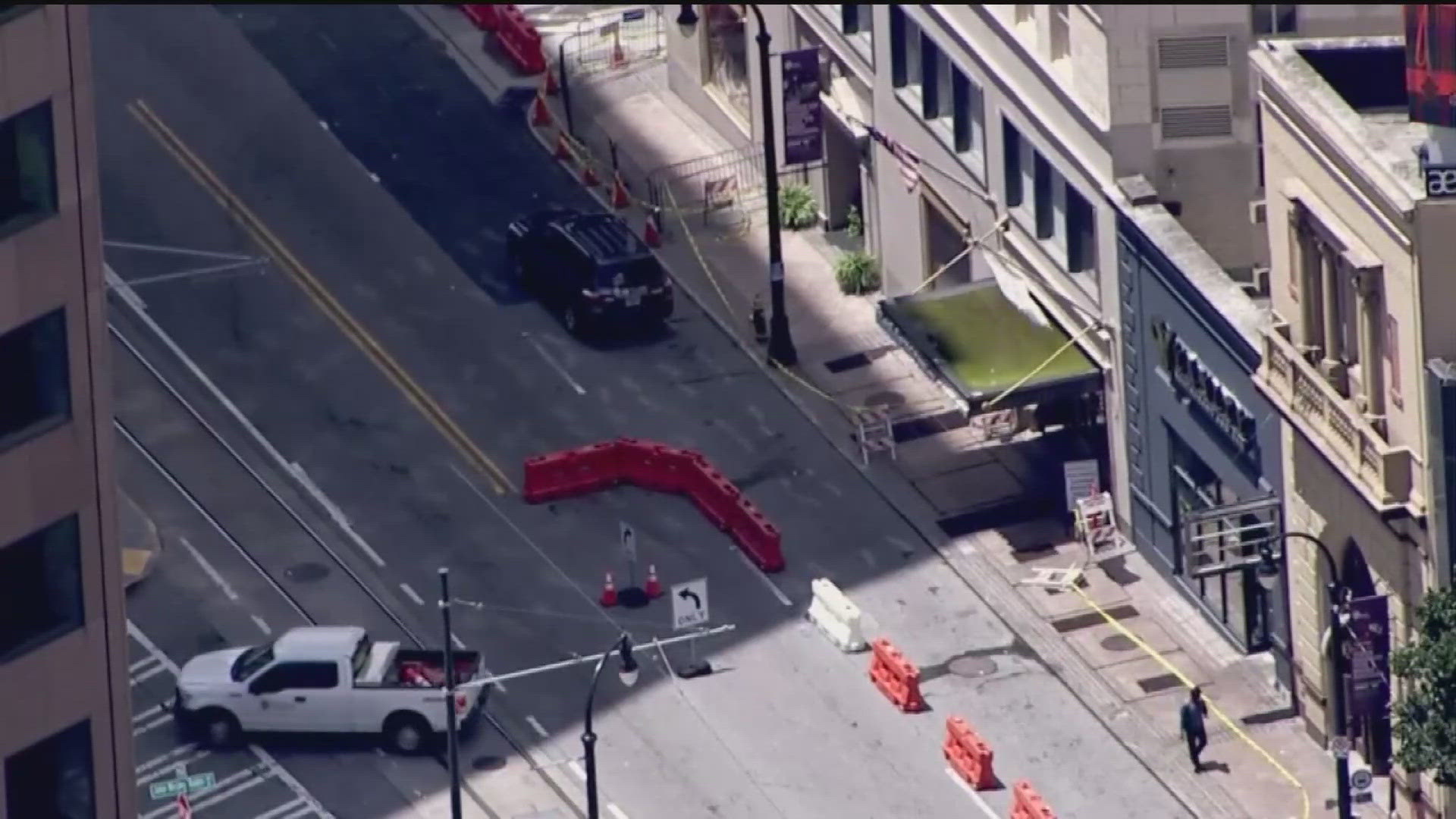 The Peachtree Street building was inspected after reports that bricks bowed outward, posing a potential risk of collapse.