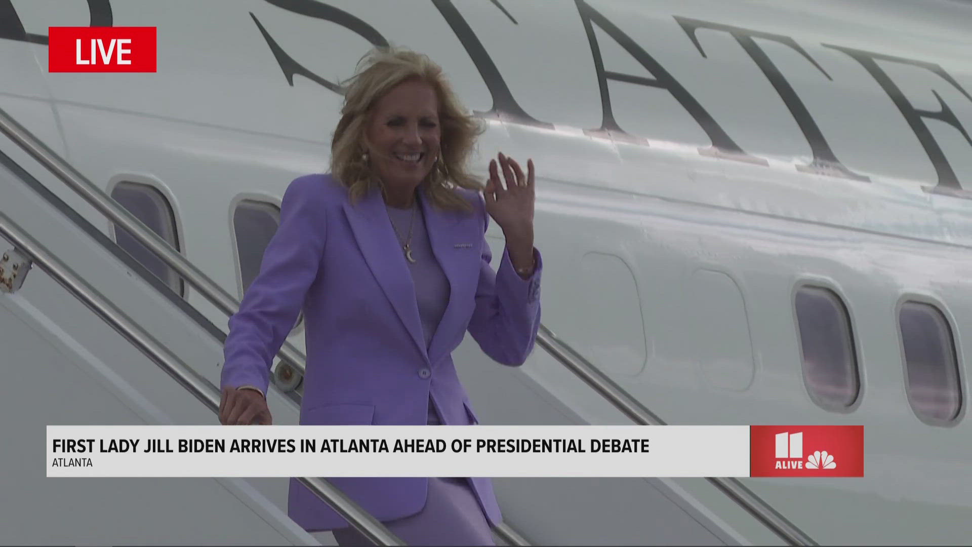 First Lady Dr. Jill Biden arrives at Dobbins Air Force Base.