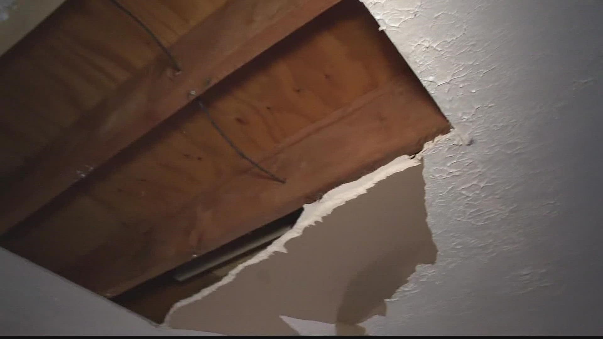 Leaking ceilings, holes in the walls, no hot water These DeKalb