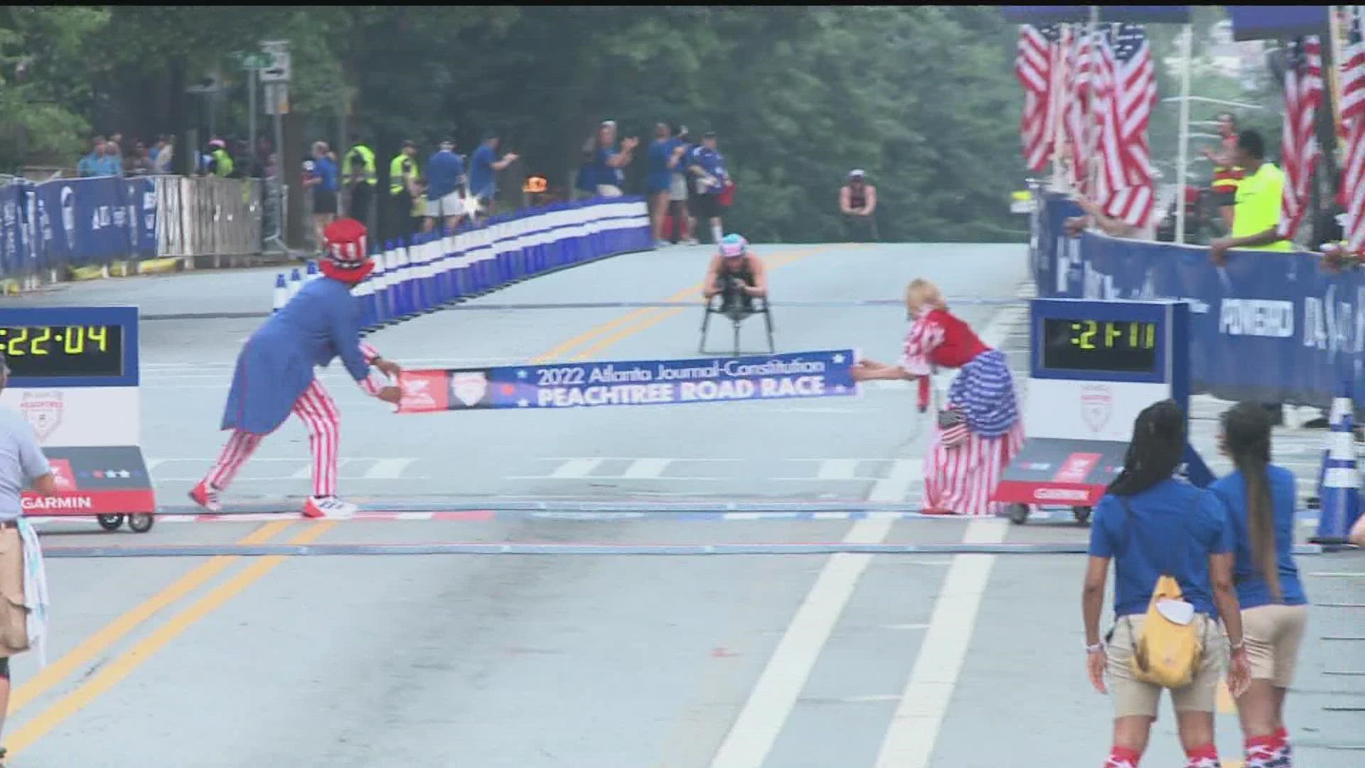 A record was beaten in the women's wheelchair race.