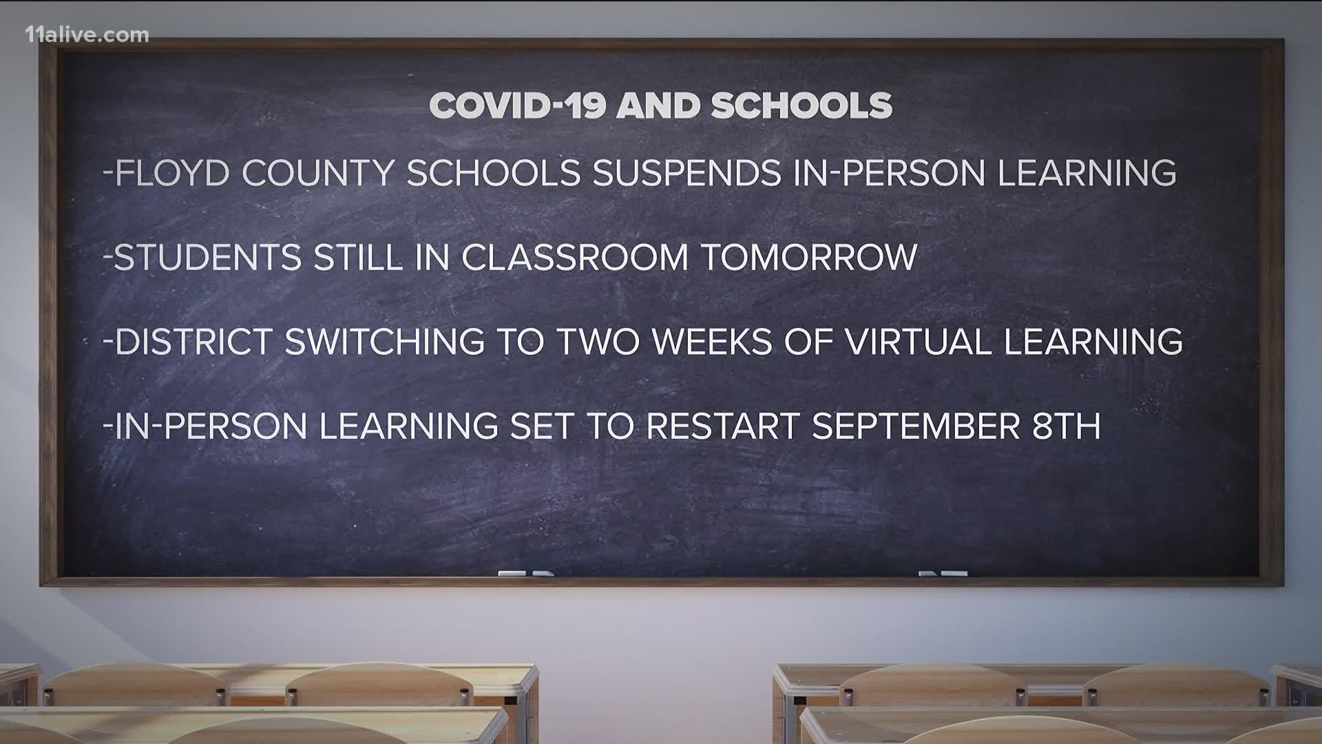 The decision came after more than 10 COVID-19 cases were confirmed in county schools.