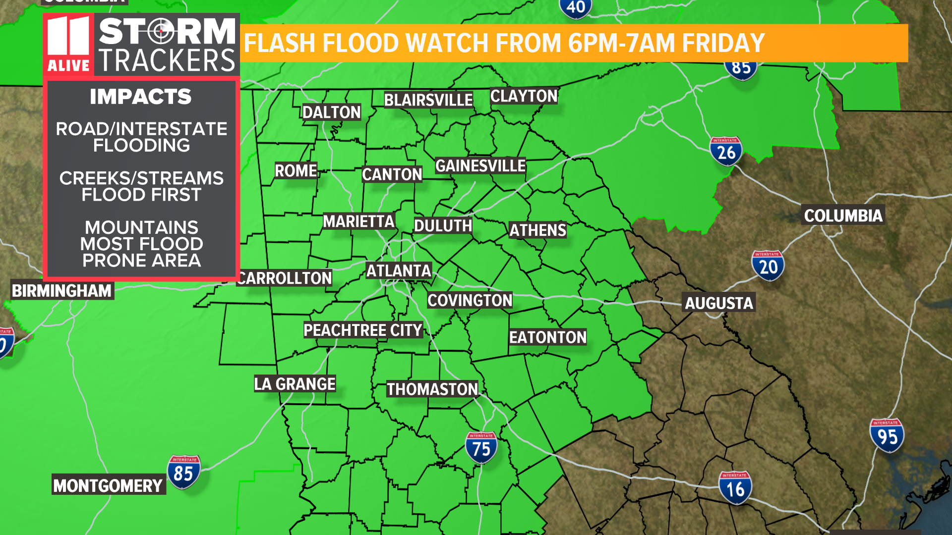 Flooding possible as heavy rain dumps on Atlanta, north Georgia ...