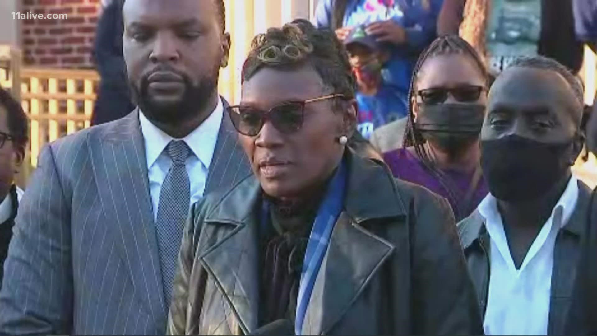 Ahmaud Arbery's mother Wanda Cooper Jonesspoke shortly after the sentencing.