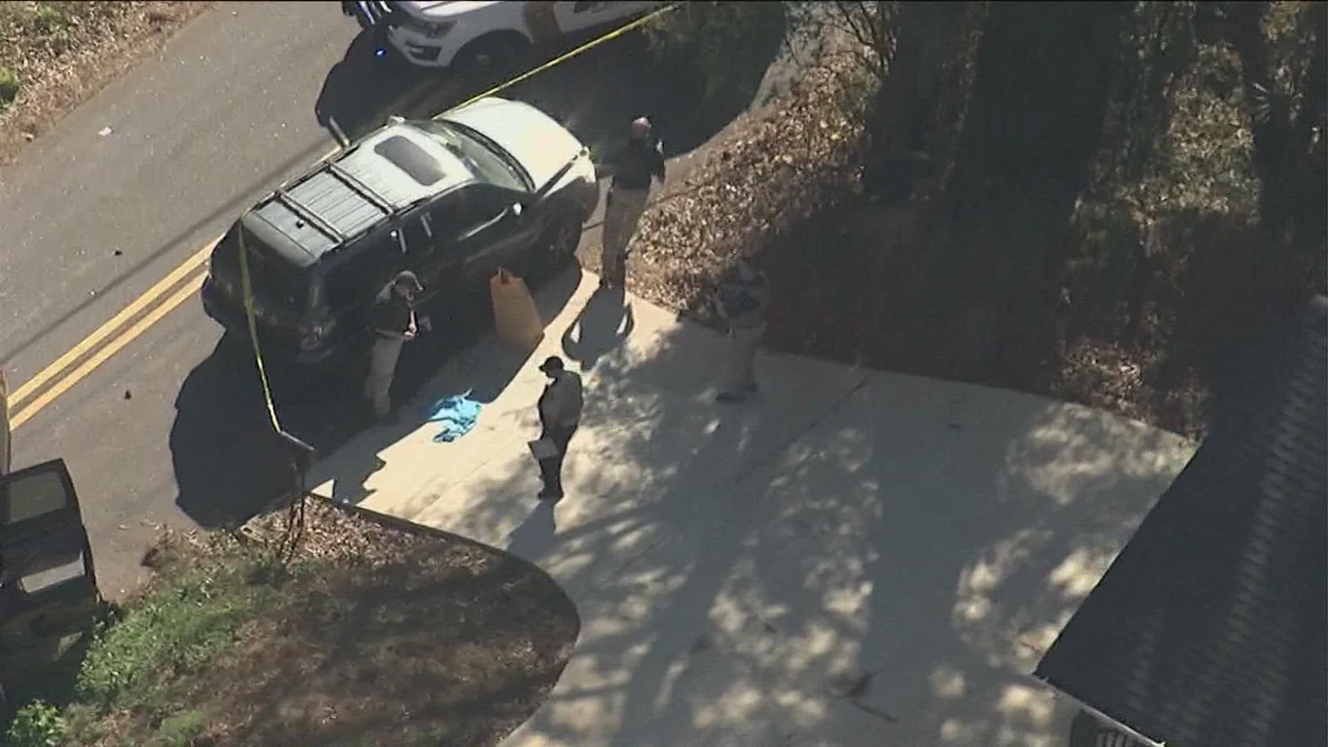 11Alive SkyTracker showed a heavy police presence in a residential area.