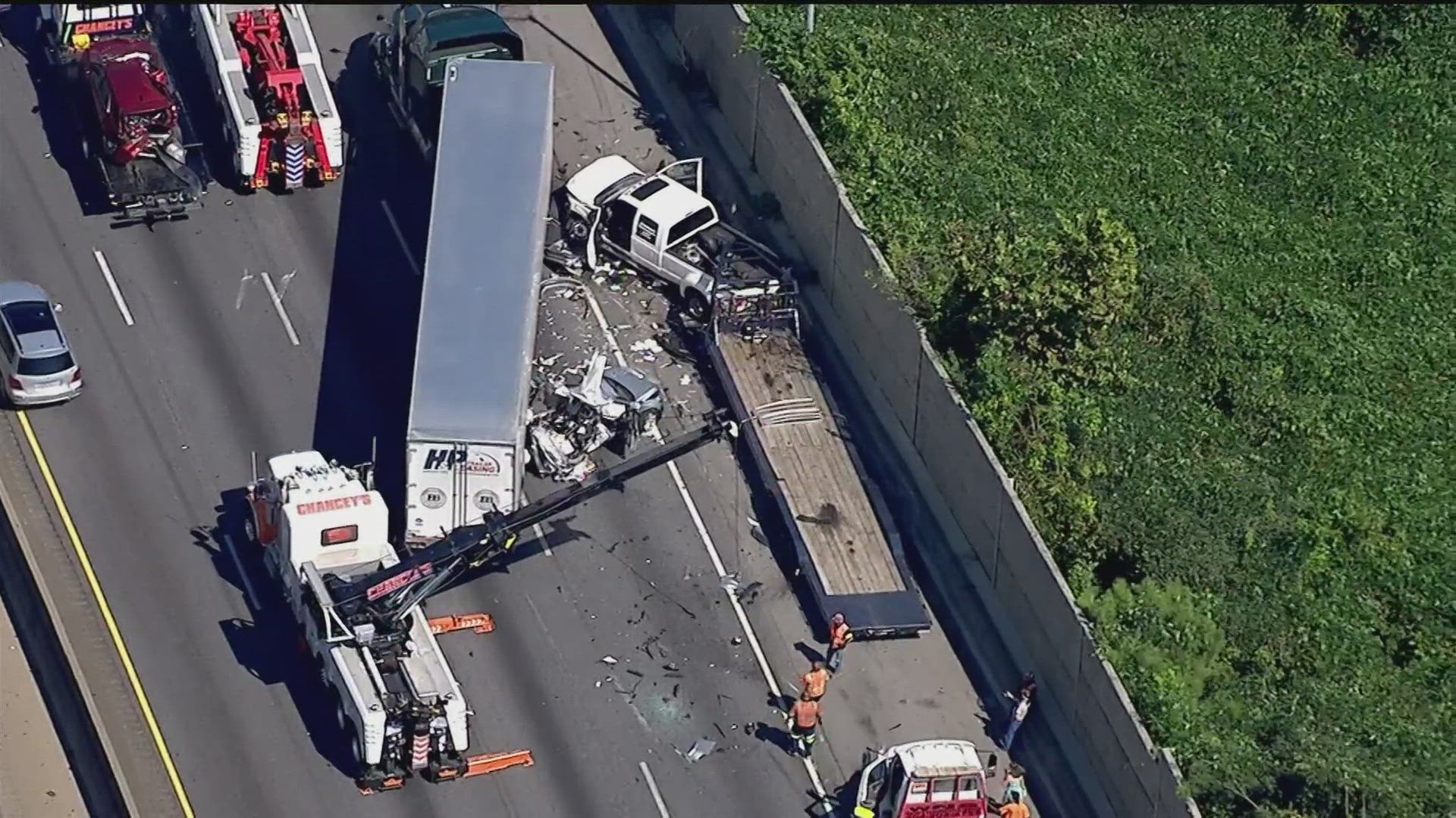 Only one lane of the interstate is open at this time.