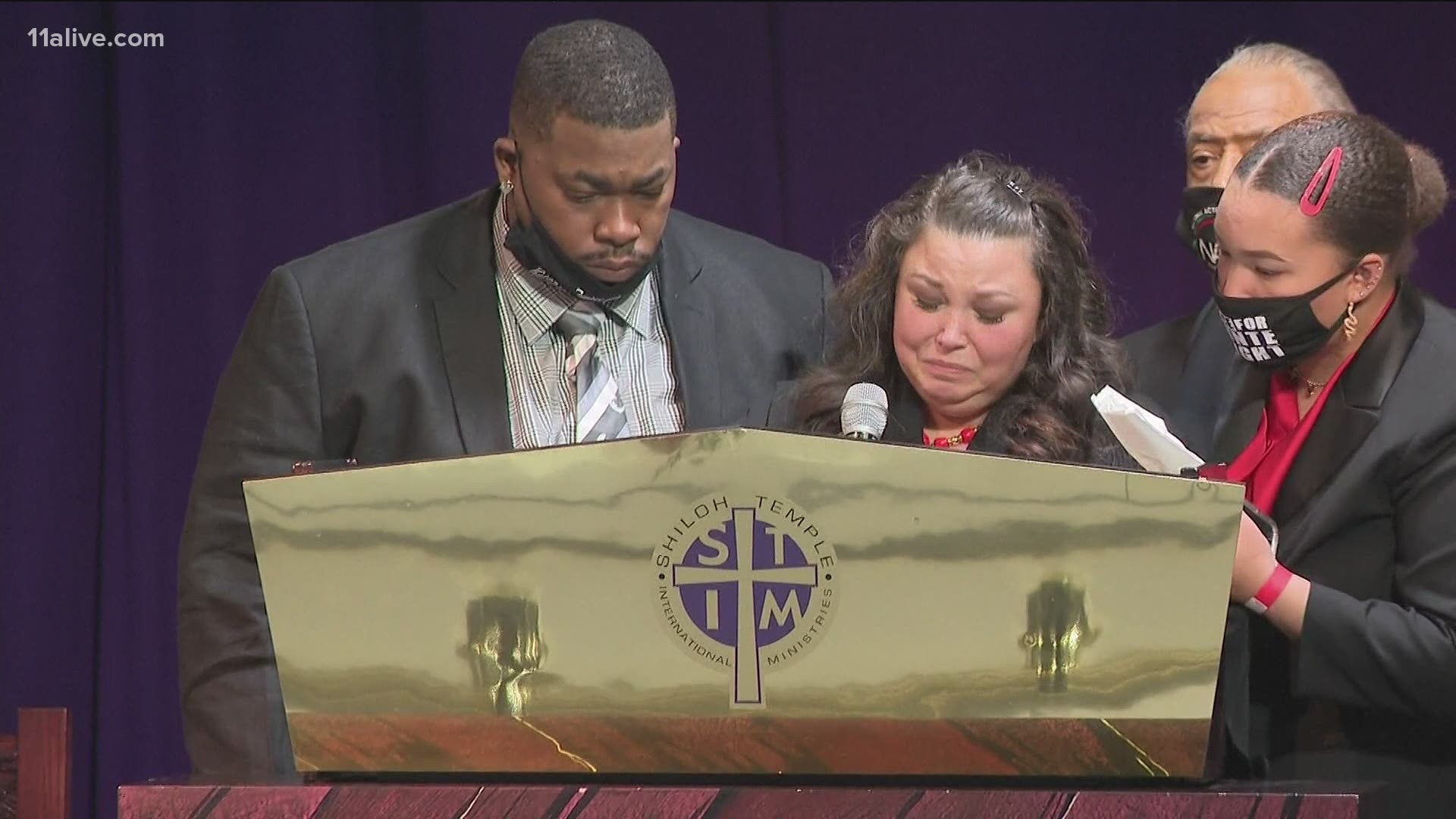 Daunte Wright's mother spoke at the funeral, where Rev. Al Sharpton delivered the eulogy.