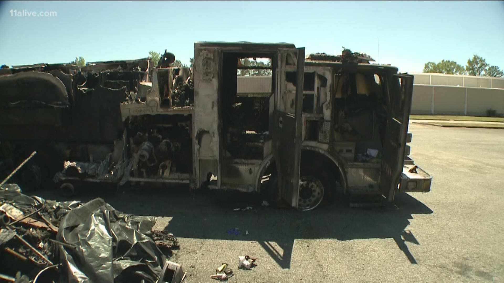 Fire truck, car catch fire in crash on I20 1 person sent to hospital